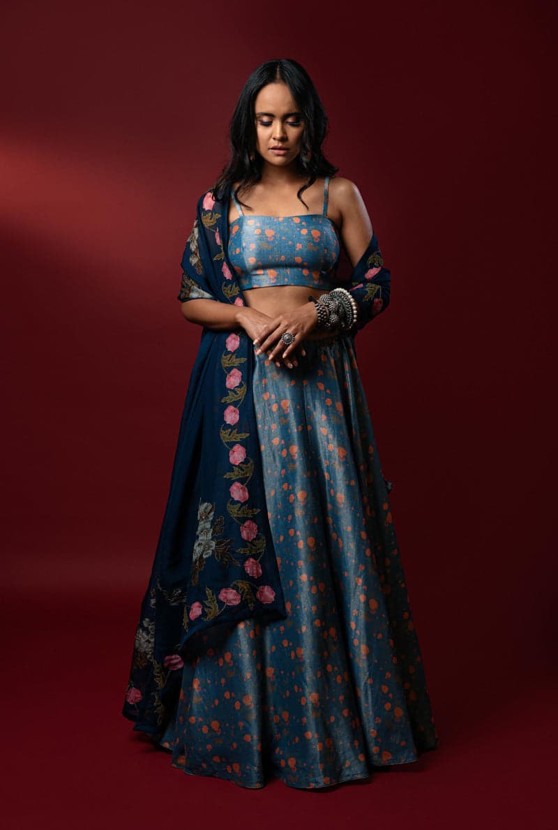 Noor Midnight Blue Lehenga, a product by Nautanky