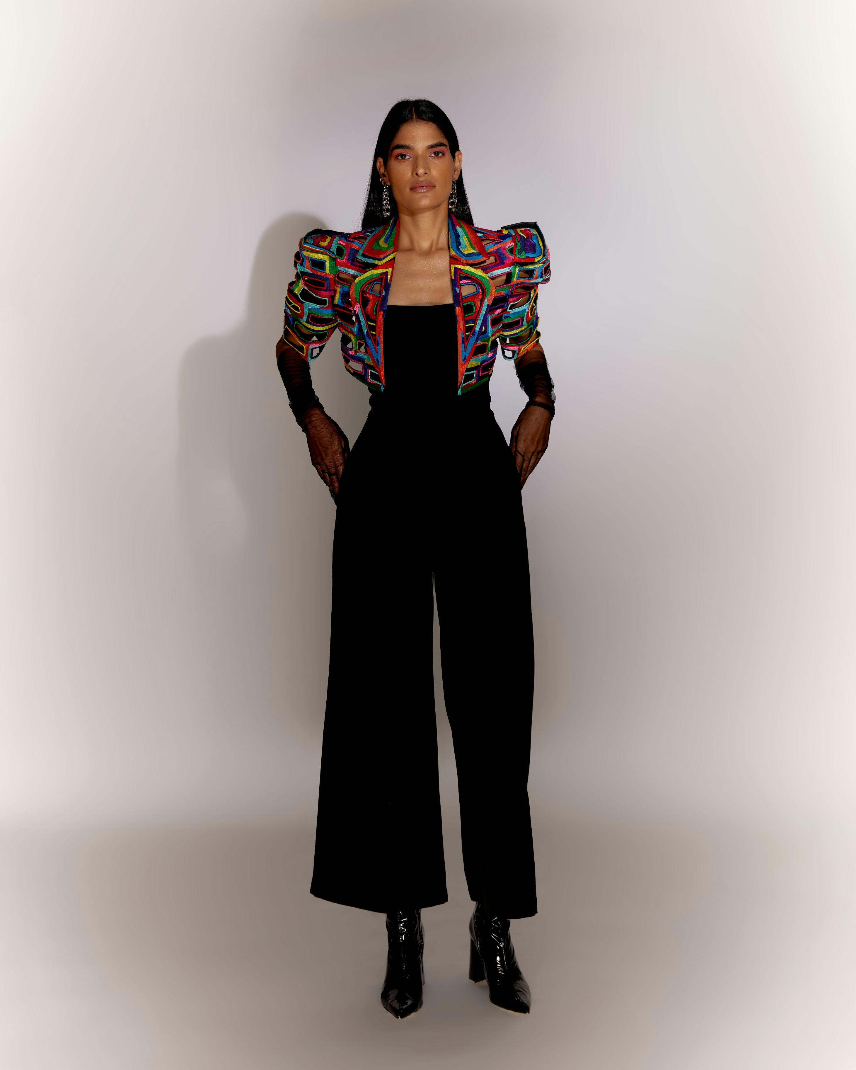 Thumbnail preview #3 for Bricks Cutwork Cropped Jacket Co-ord