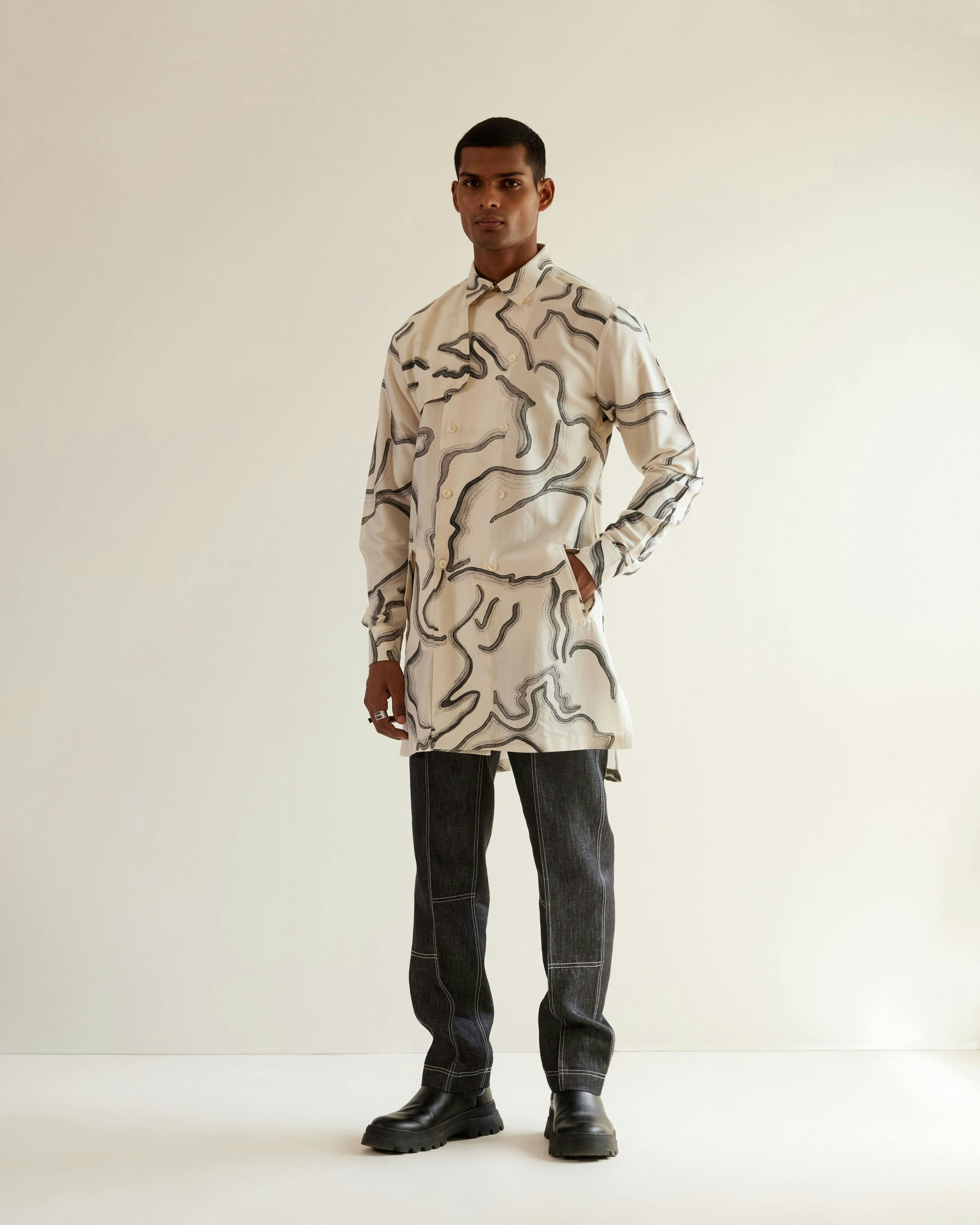 Thumbnail preview #2 for Desert Print Trench Kurta