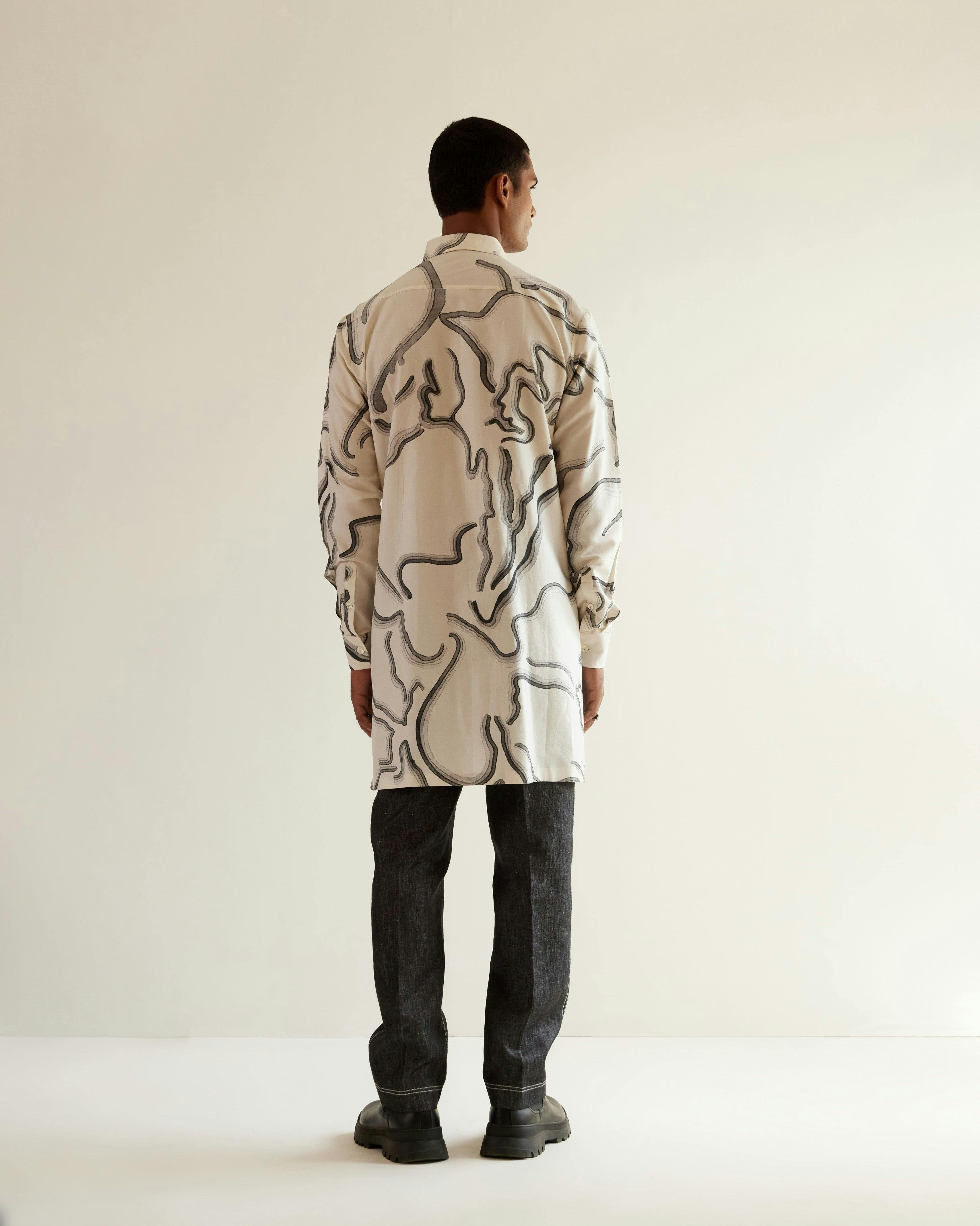 Thumbnail preview #3 for Desert Print Trench Kurta