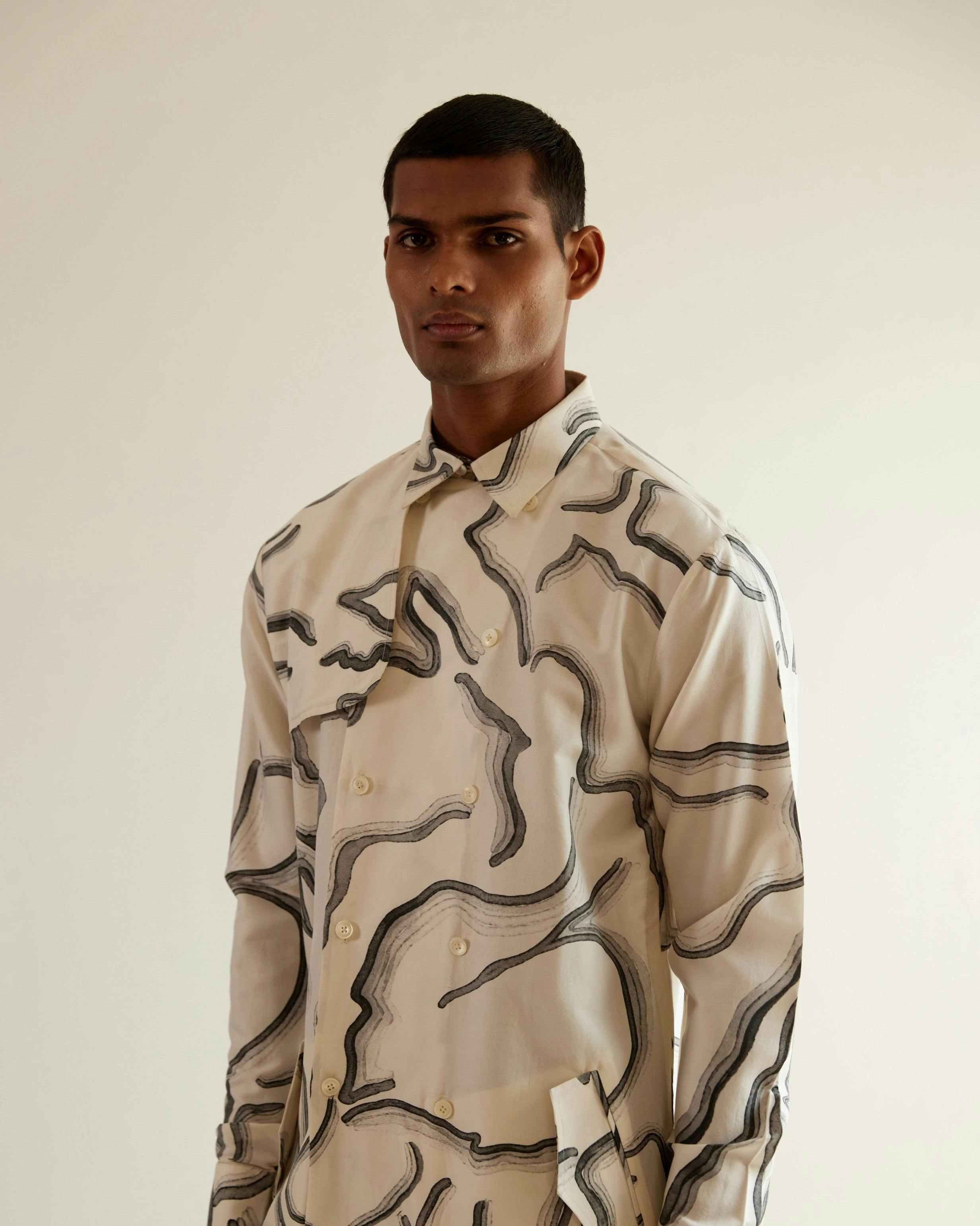 Thumbnail preview #4 for Desert Print Trench Kurta