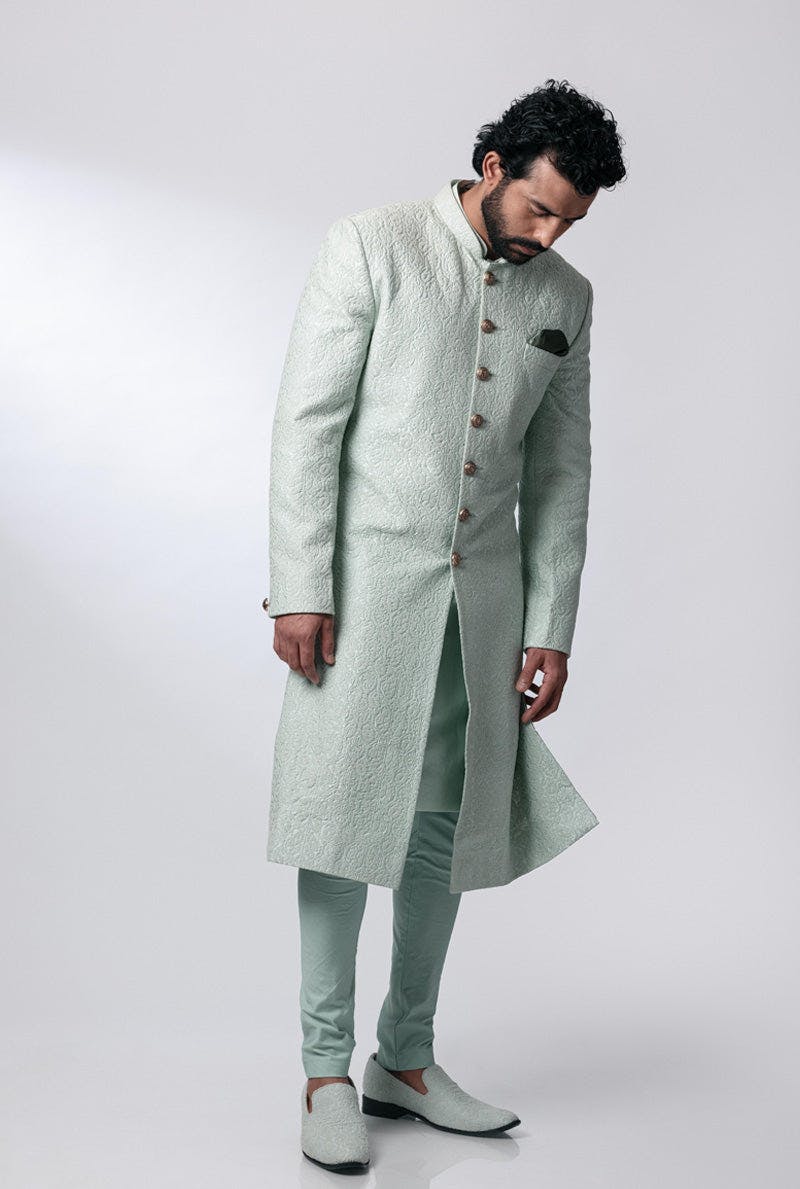 Turquoise Sherwani Set, a product by Nautanky