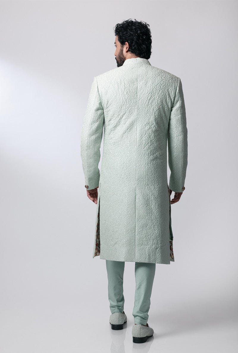 Thumbnail preview #1 for Turquoise Sherwani Set