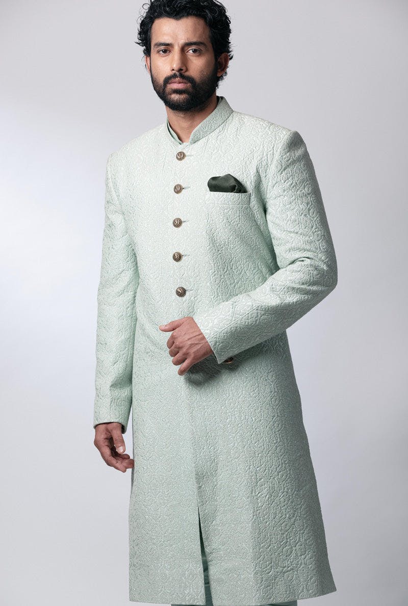 Thumbnail preview #2 for Turquoise Sherwani Set