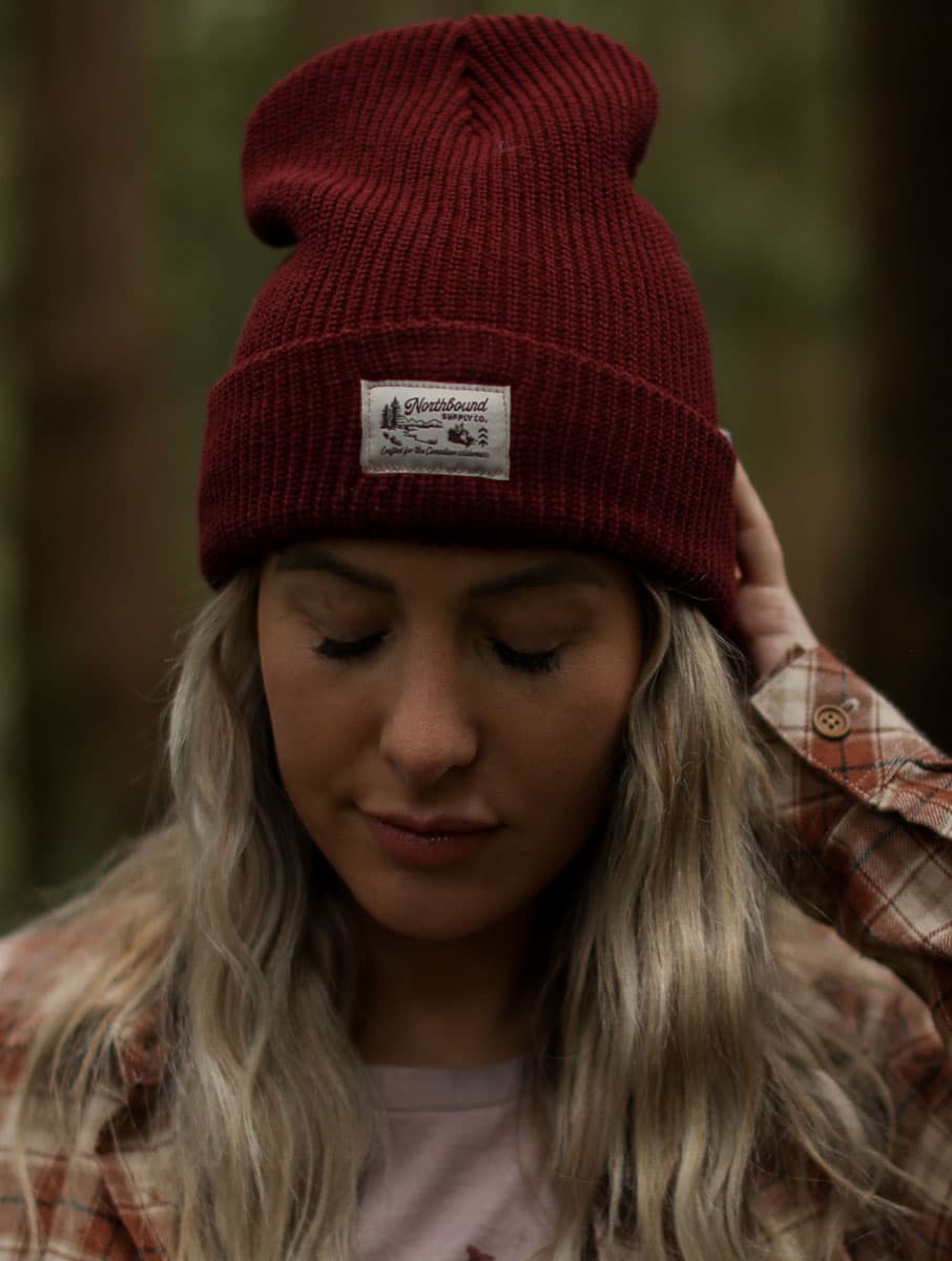 Canadian Wilderness Beanie - Bordeaux, a product by Northbound Supply Co.