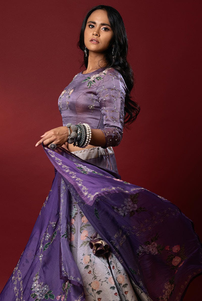 Thumbnail preview #3 for Aaftab Lavender Lehenga