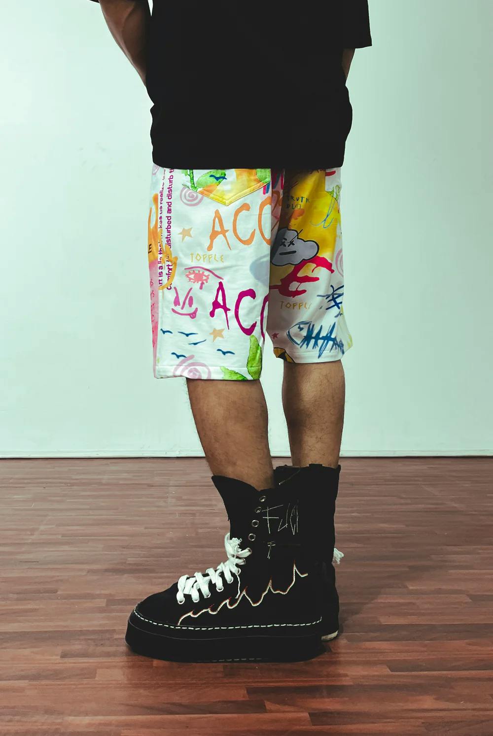 Thumbnail preview #1 for Graffiti White Shorts