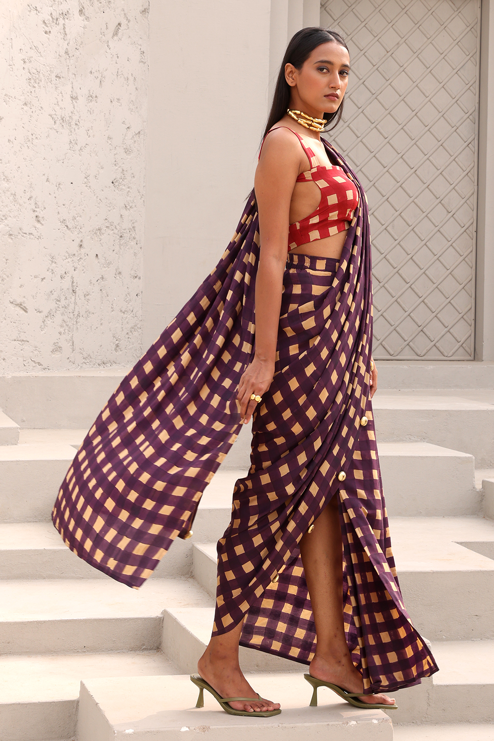 Thumbnail preview #3 for Agatha Pre Draped Saree Set