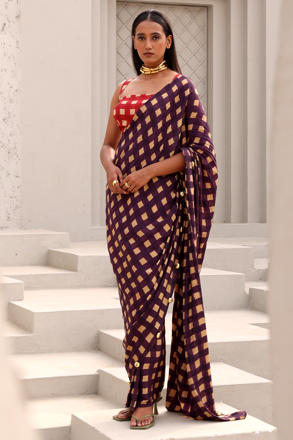 Thumbnail preview #4 for Agatha Pre Draped Saree Set