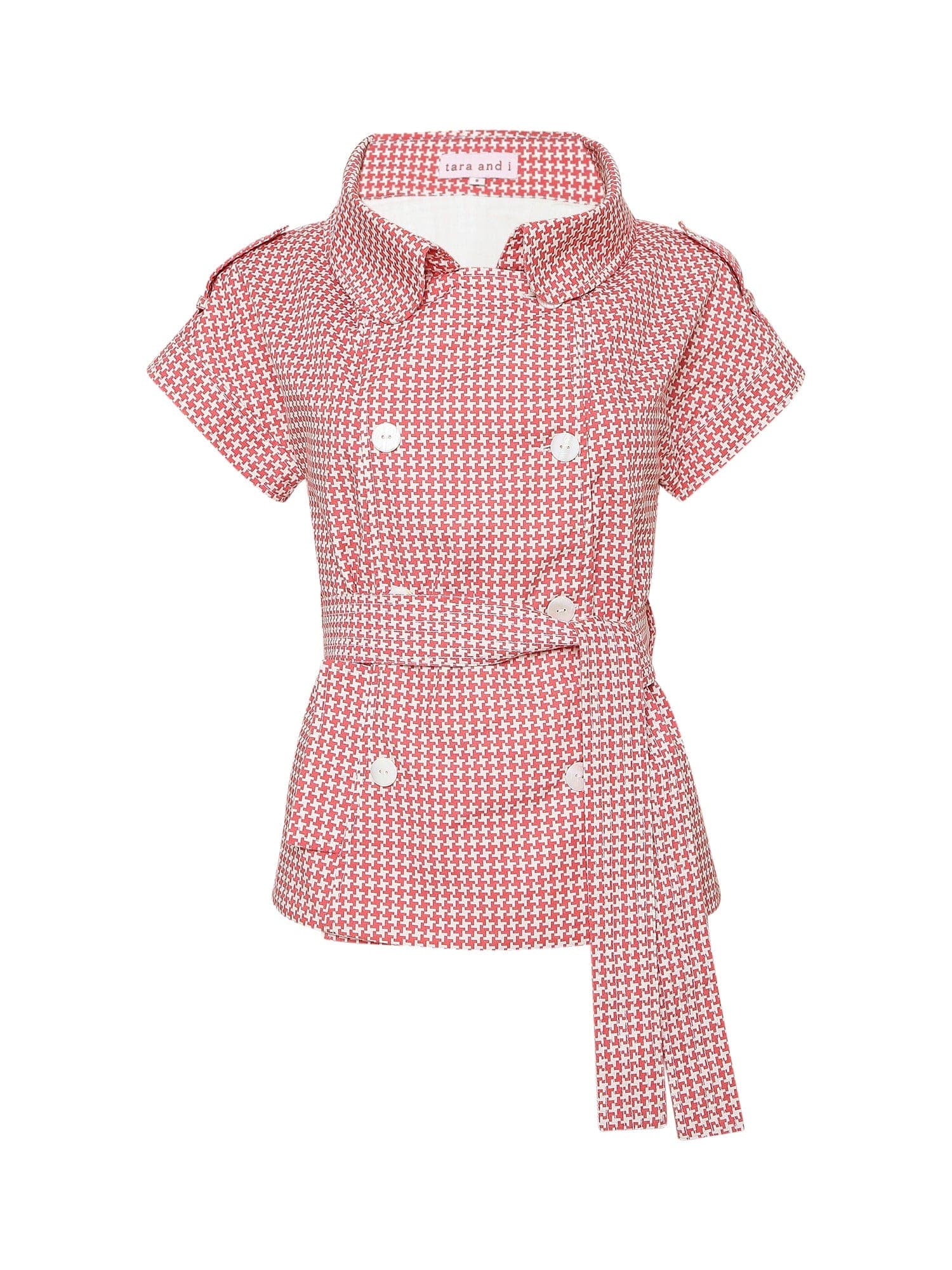 Thumbnail preview #4 for sweet rose houndstooth printed shacket