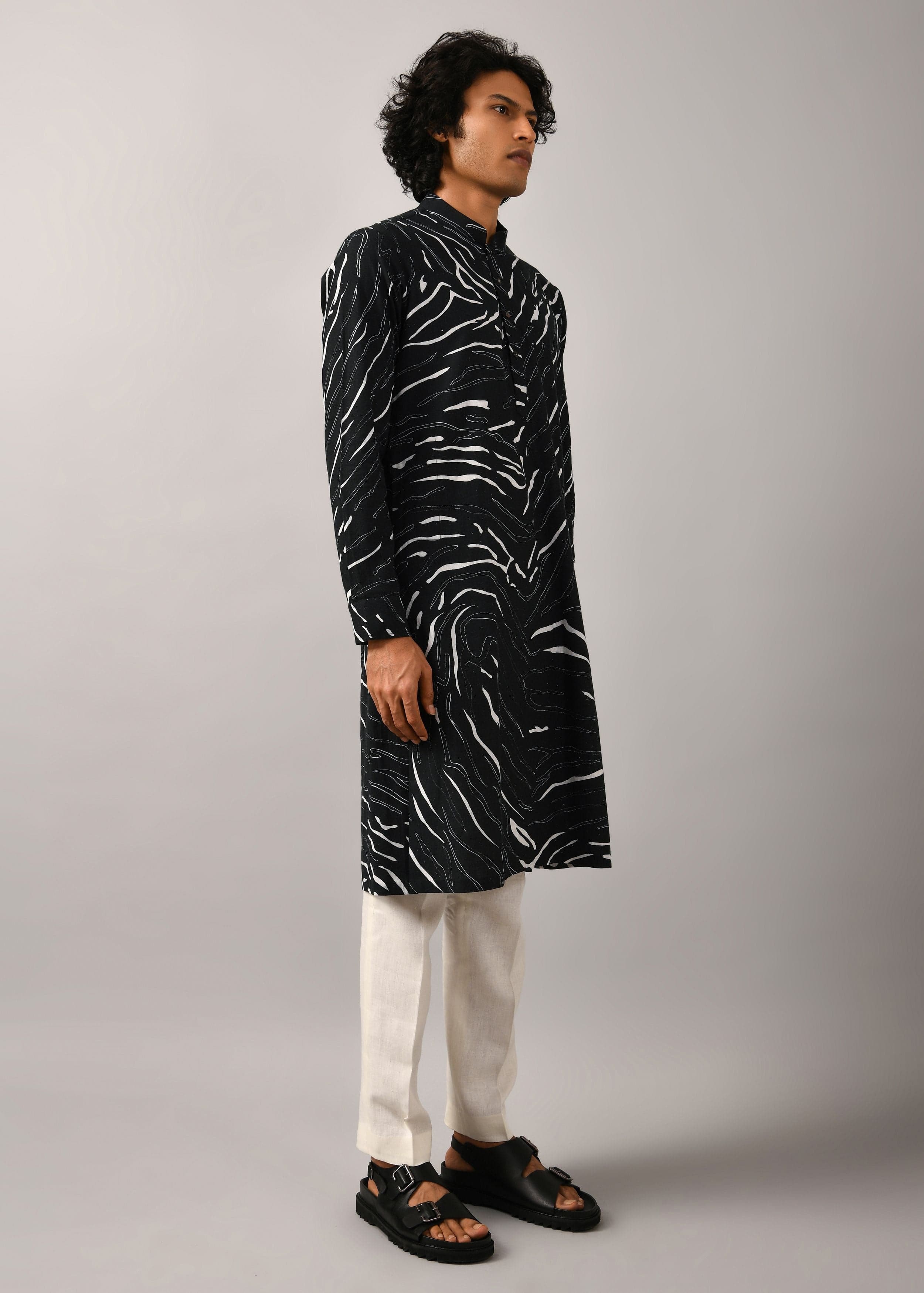 Thumbnail preview #1 for Black Terrain Maize Kurta