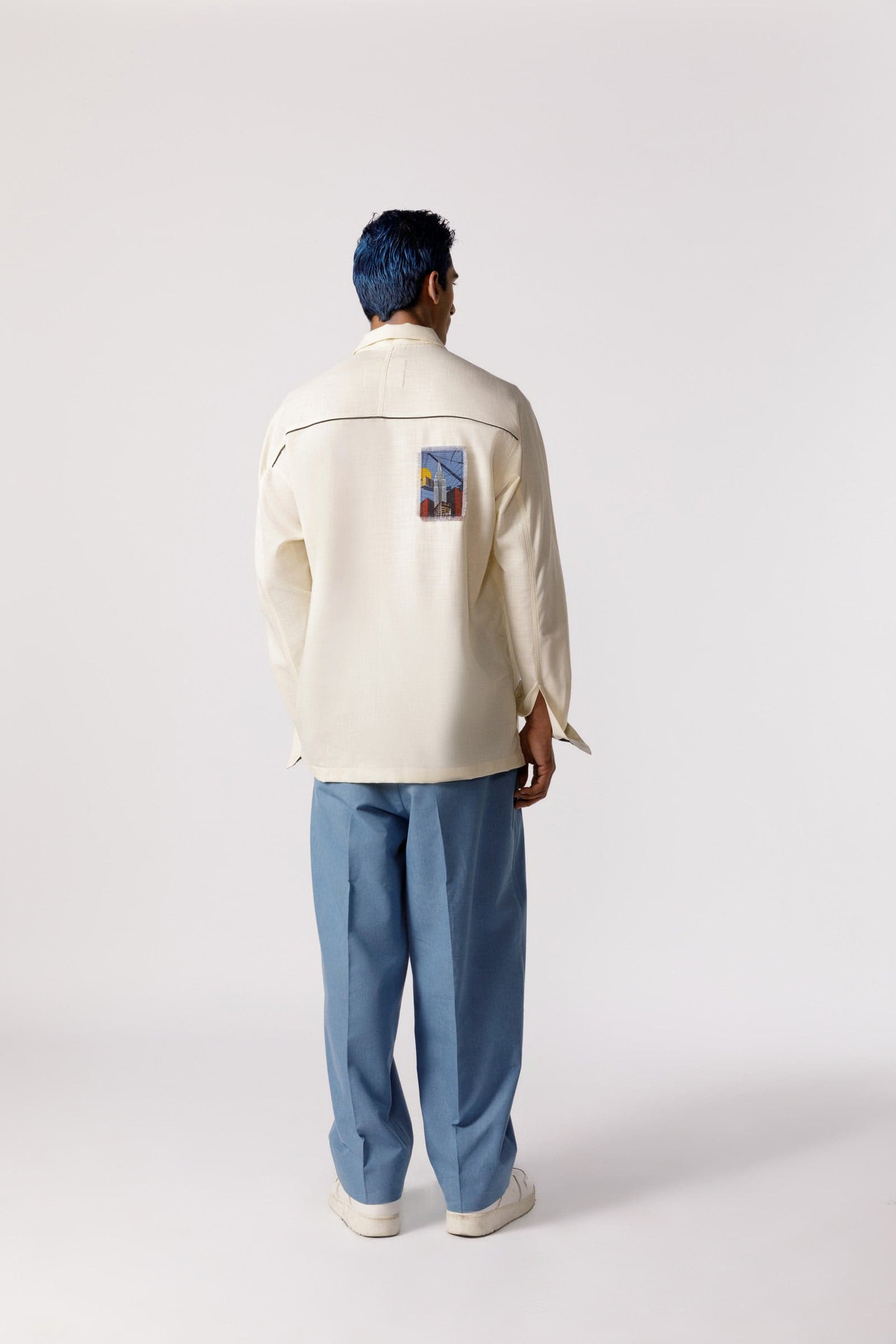 Thumbnail preview #4 for Oversized Patch work shirt(offwhite)