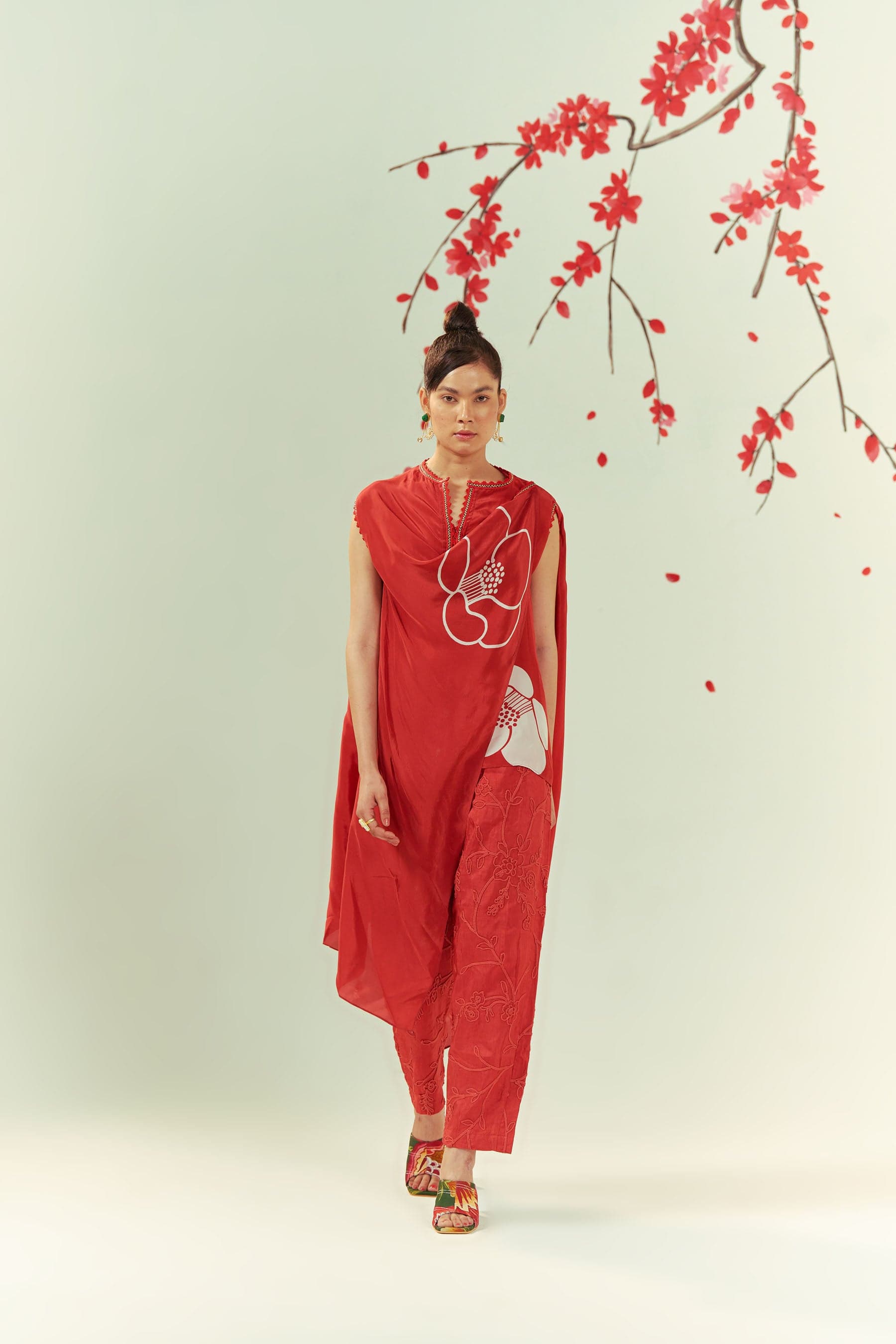 Hanna Akari Shawl Draped Top With Pants Co-ord, a product by COEUR by Ankita Khurana