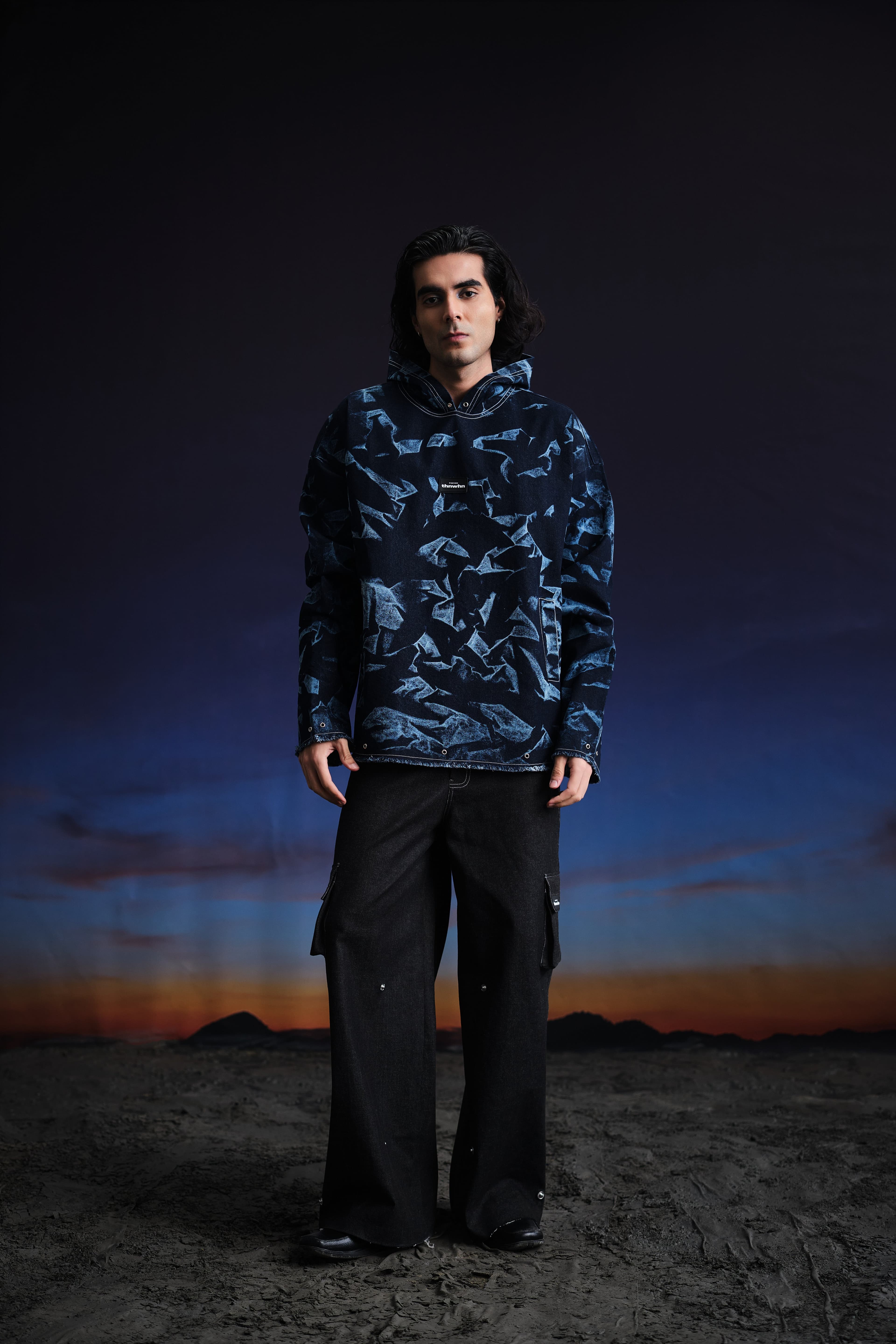 Thumbnail preview #4 for Drifter Denim Hoodie- Blue