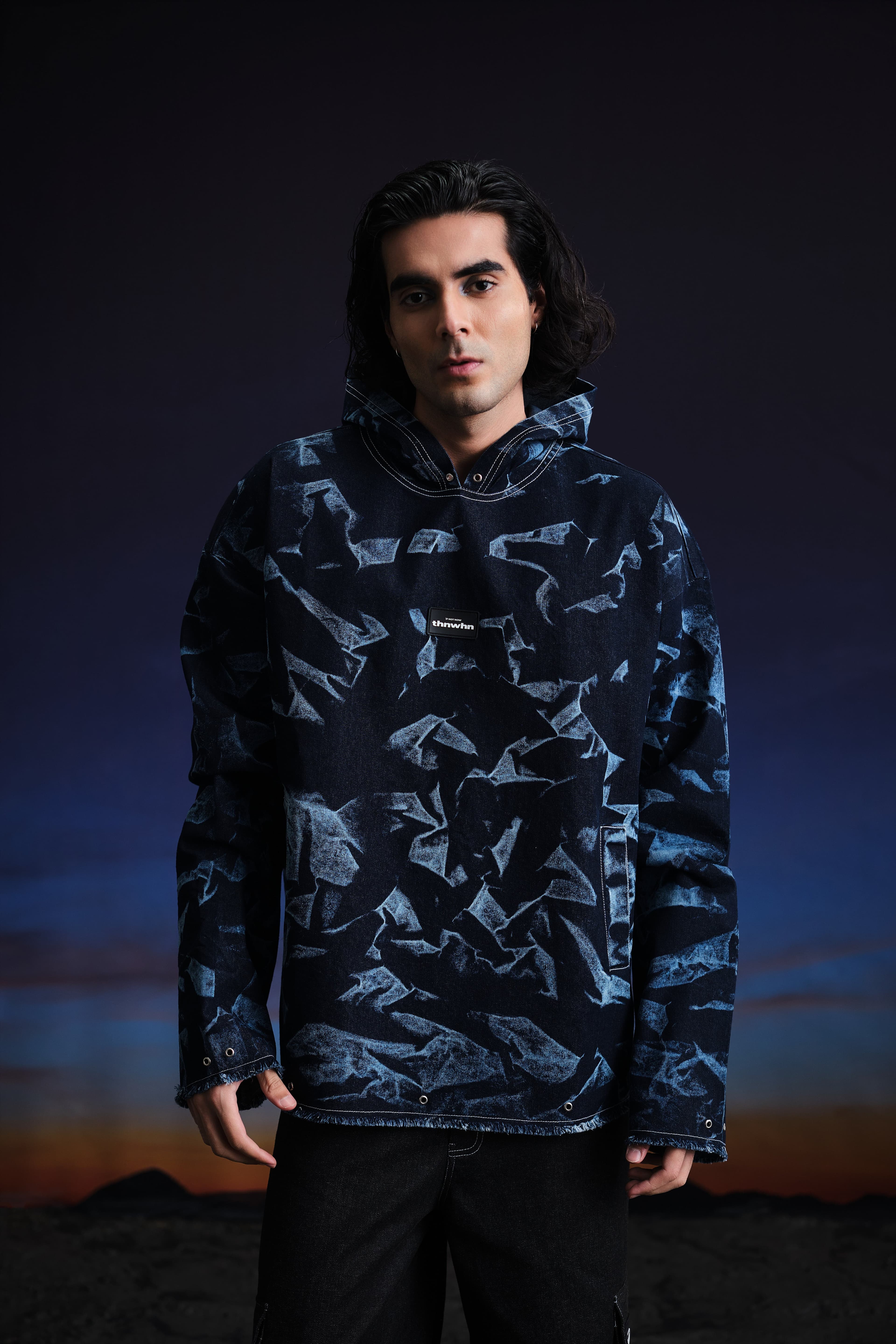 Drifter Denim Hoodie- Blue, a product by Thnwhn