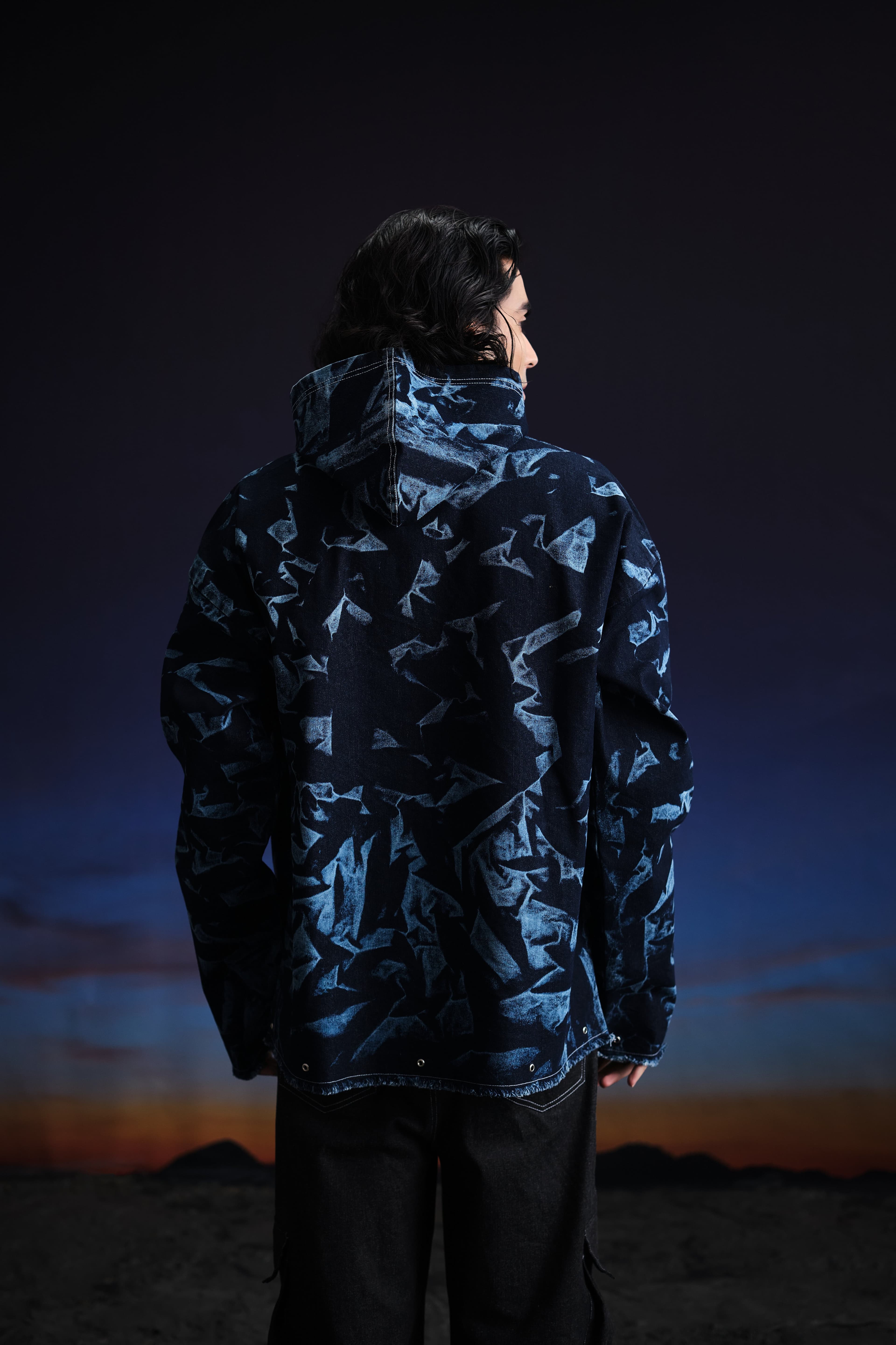 Thumbnail preview #3 for Drifter Denim Hoodie- Blue