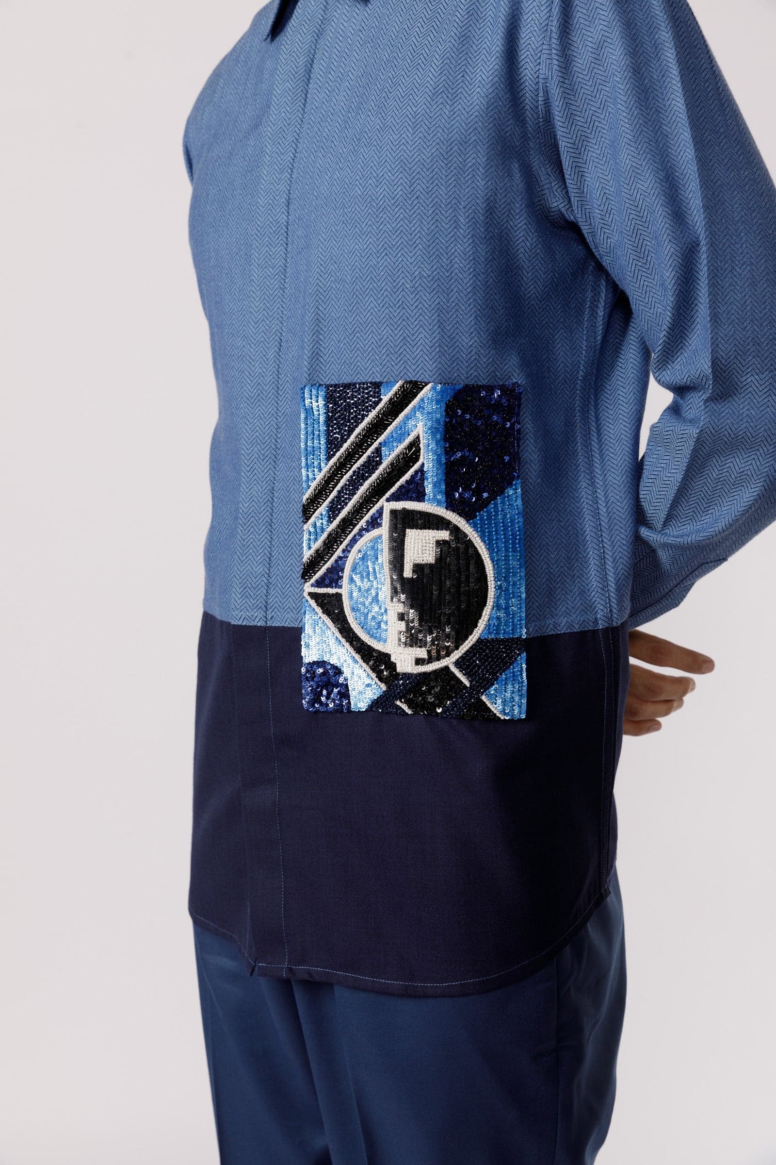 Thumbnail preview #3 for Shapes of emotion embroidered patchpocket shirt