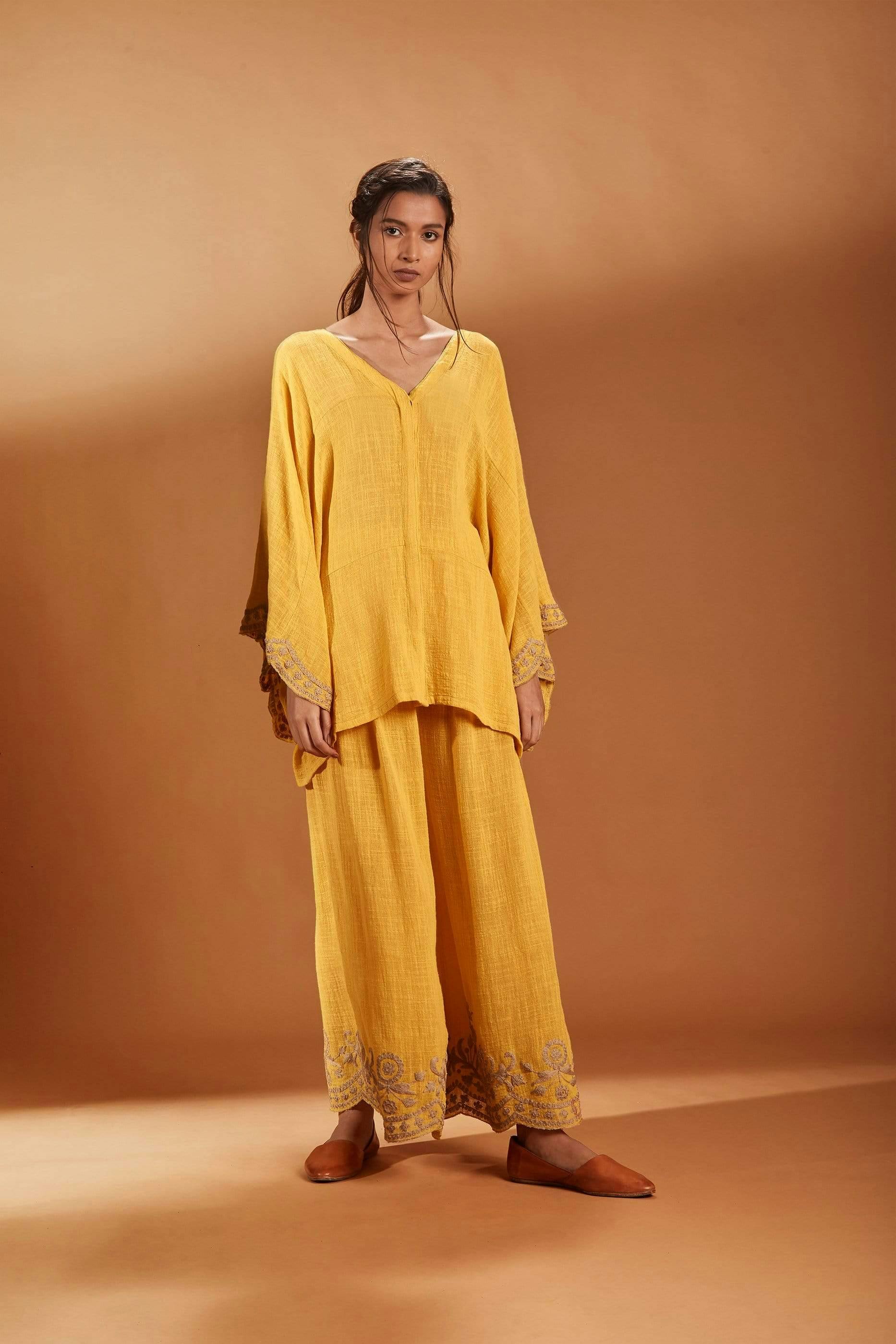 Thumbnail preview #2 for MATI KAFTAN TOP AND PANTS SET YELLOW