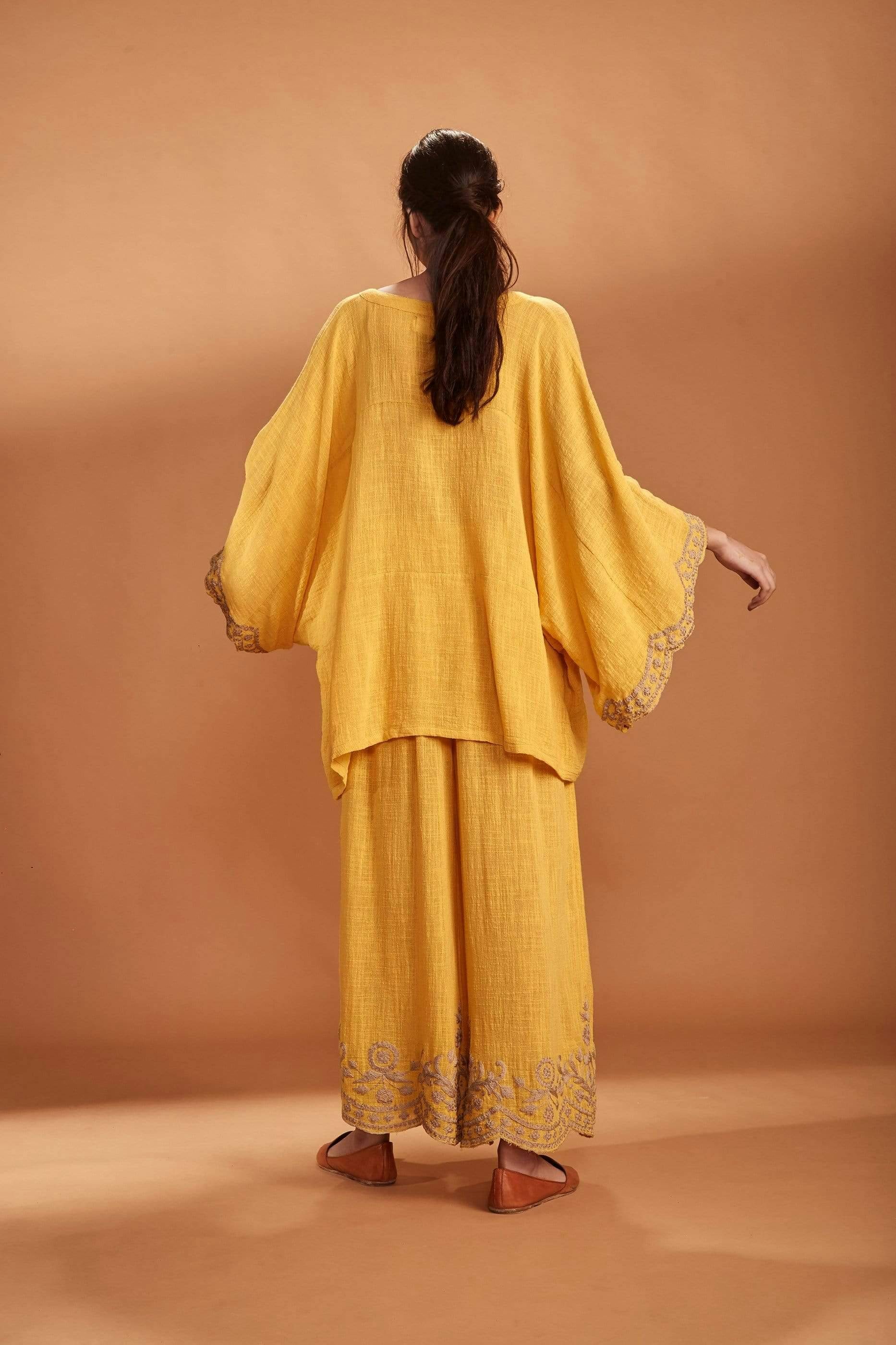 Thumbnail preview #3 for MATI KAFTAN TOP AND PANTS SET YELLOW