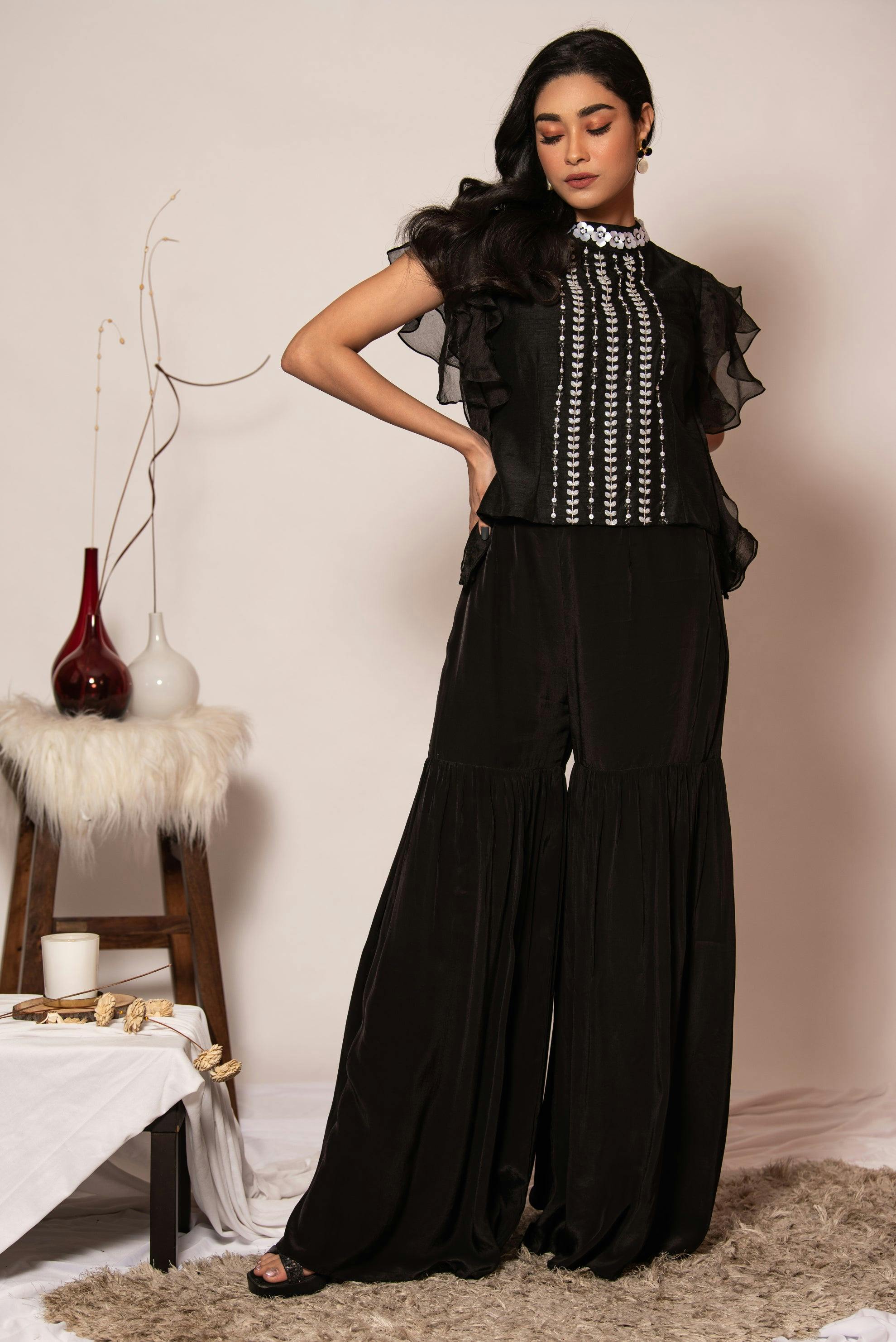 Harmony in black with bliss pants, a product by Vanshika