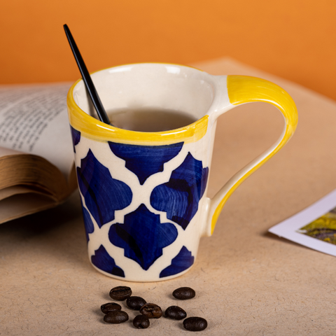 Thumbnail preview #3 for Yellow and Blue Color Ceramic Coffee Mug