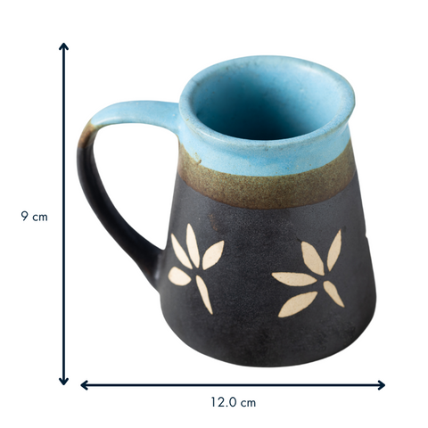 Thumbnail preview #1 for Blue Color Floral Design Dual Color Ceramic Coffee Mug