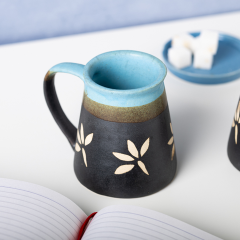 Thumbnail preview #4 for Blue Color Floral Design Dual Color Ceramic Coffee Mug