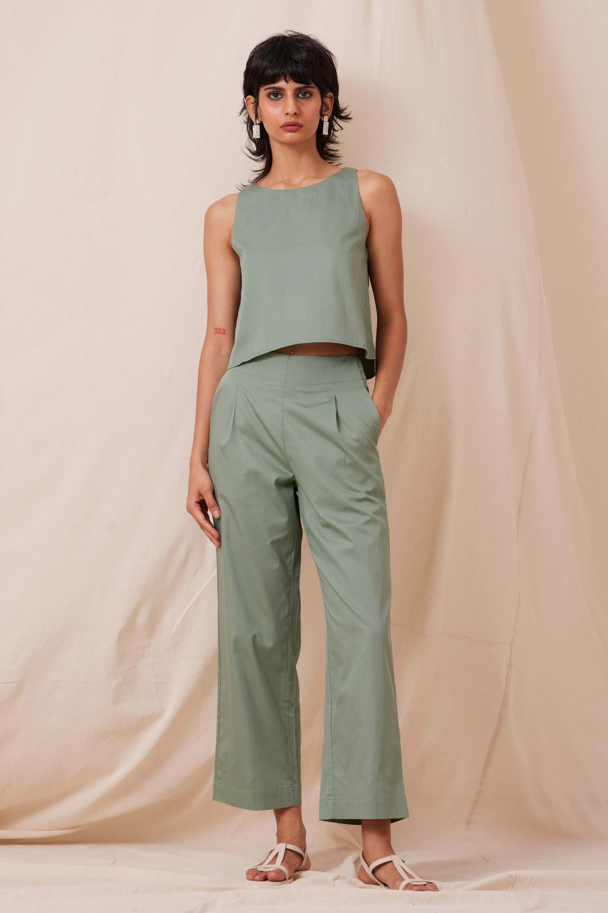 Kifli Sage Green Cotton Co-ord, a product by The Summer House