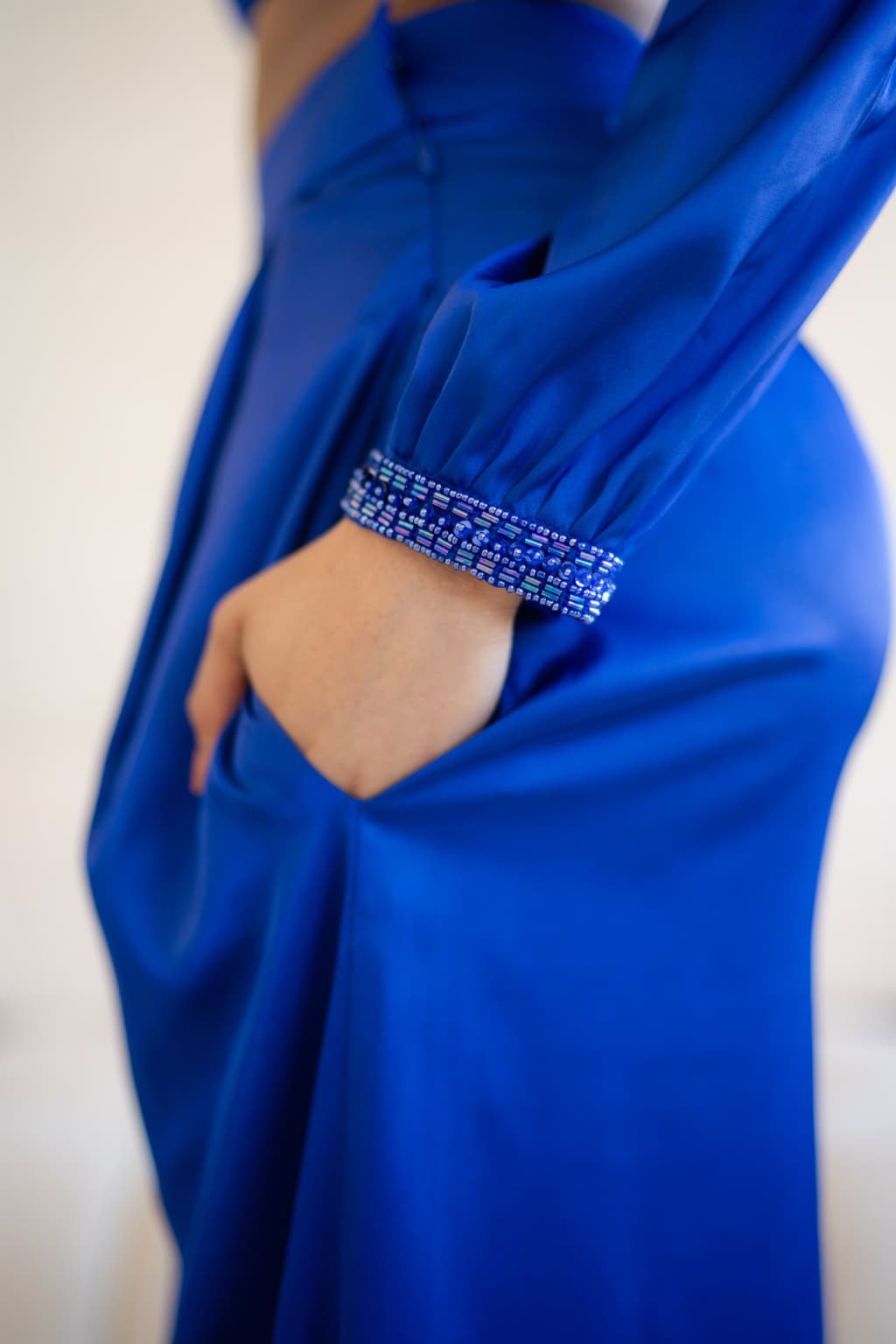 Thumbnail preview #4 for Aries Wide-Leg Trouser & Long-Sleeve Blouse Set - Royal Blue 