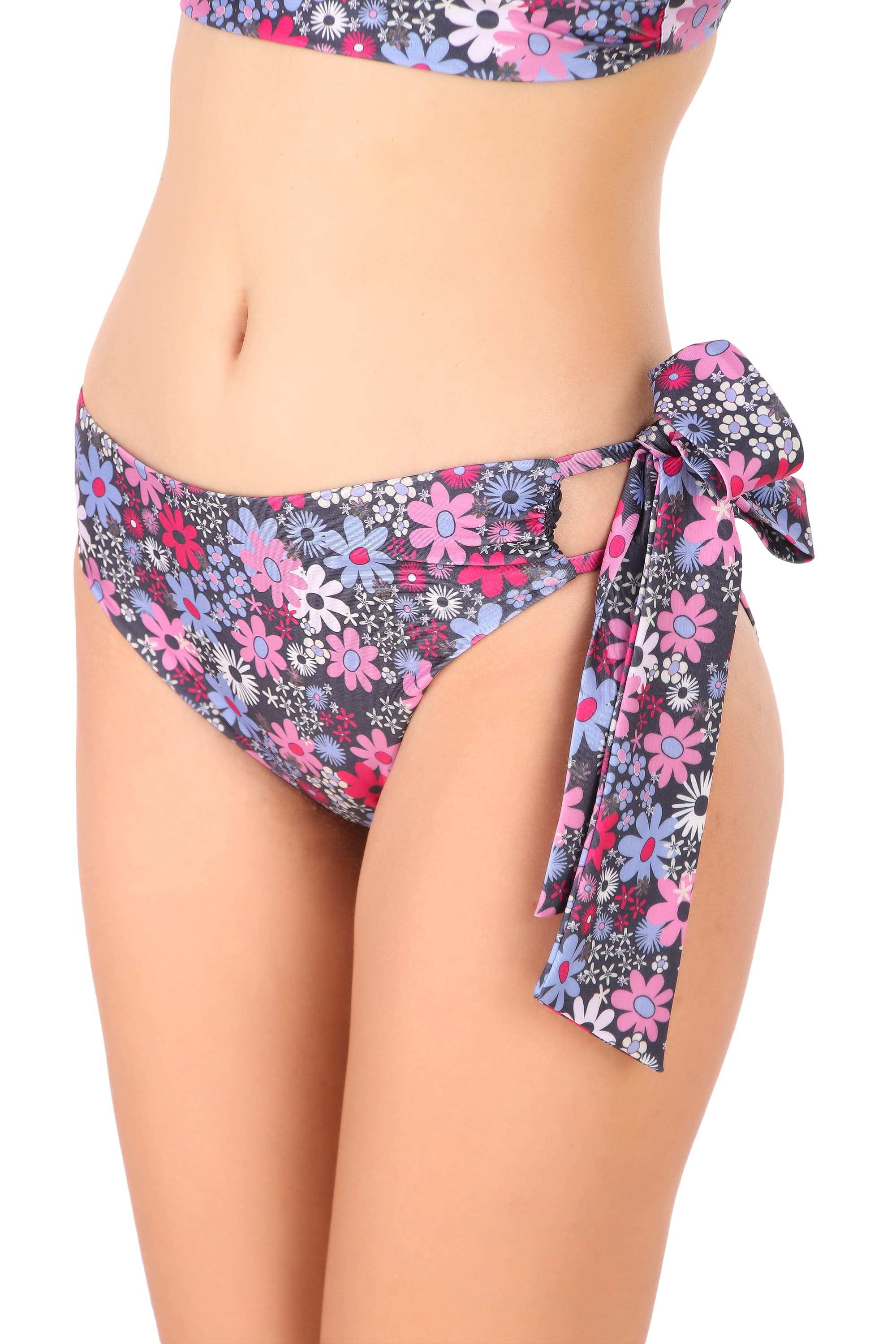 Thumbnail preview #5 for Ruched Bikini Set - Retro Floral Bliss