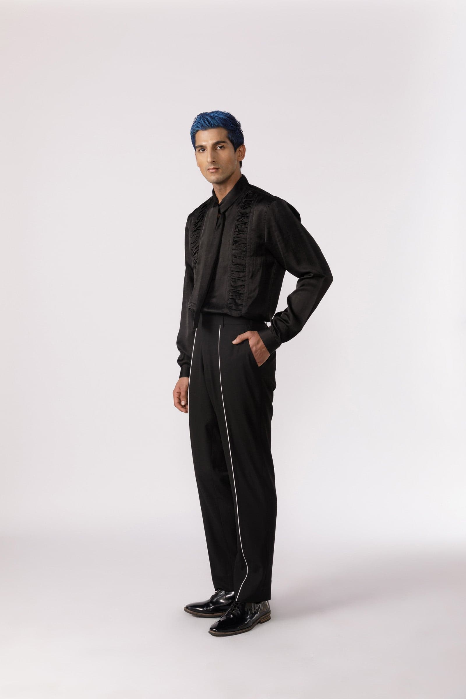 Thumbnail preview #3 for Ruched tie up neck shirt