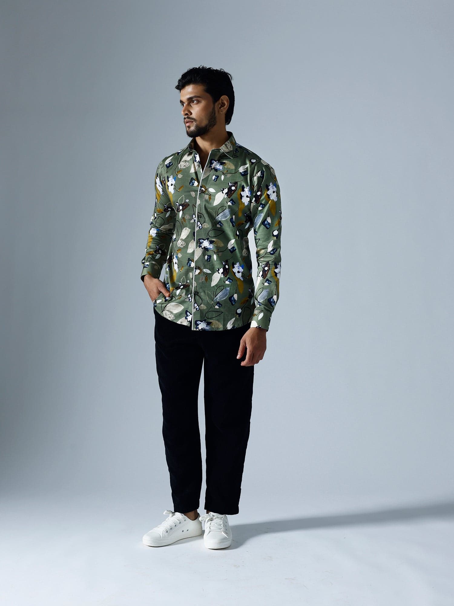 Thumbnail preview #1 for Vivid Green Full Sleeves Shirt