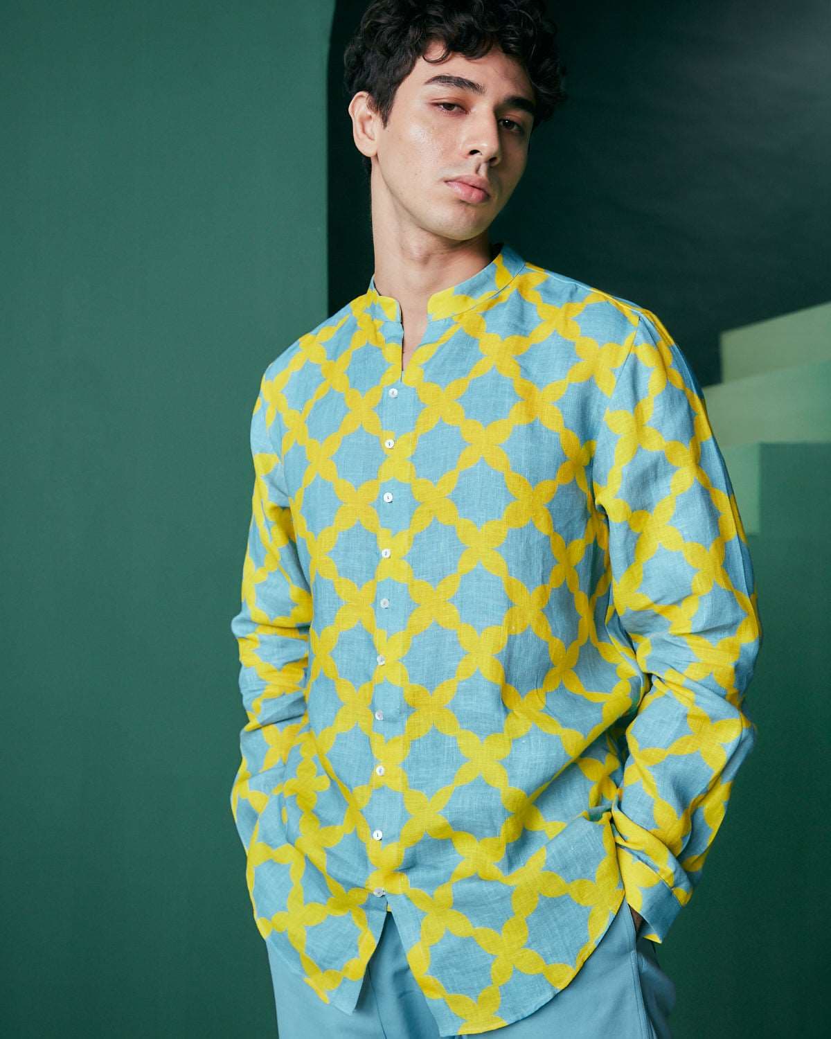 Thumbnail preview #1 for BOYFRIEND SHIRT IN MESH PRINT