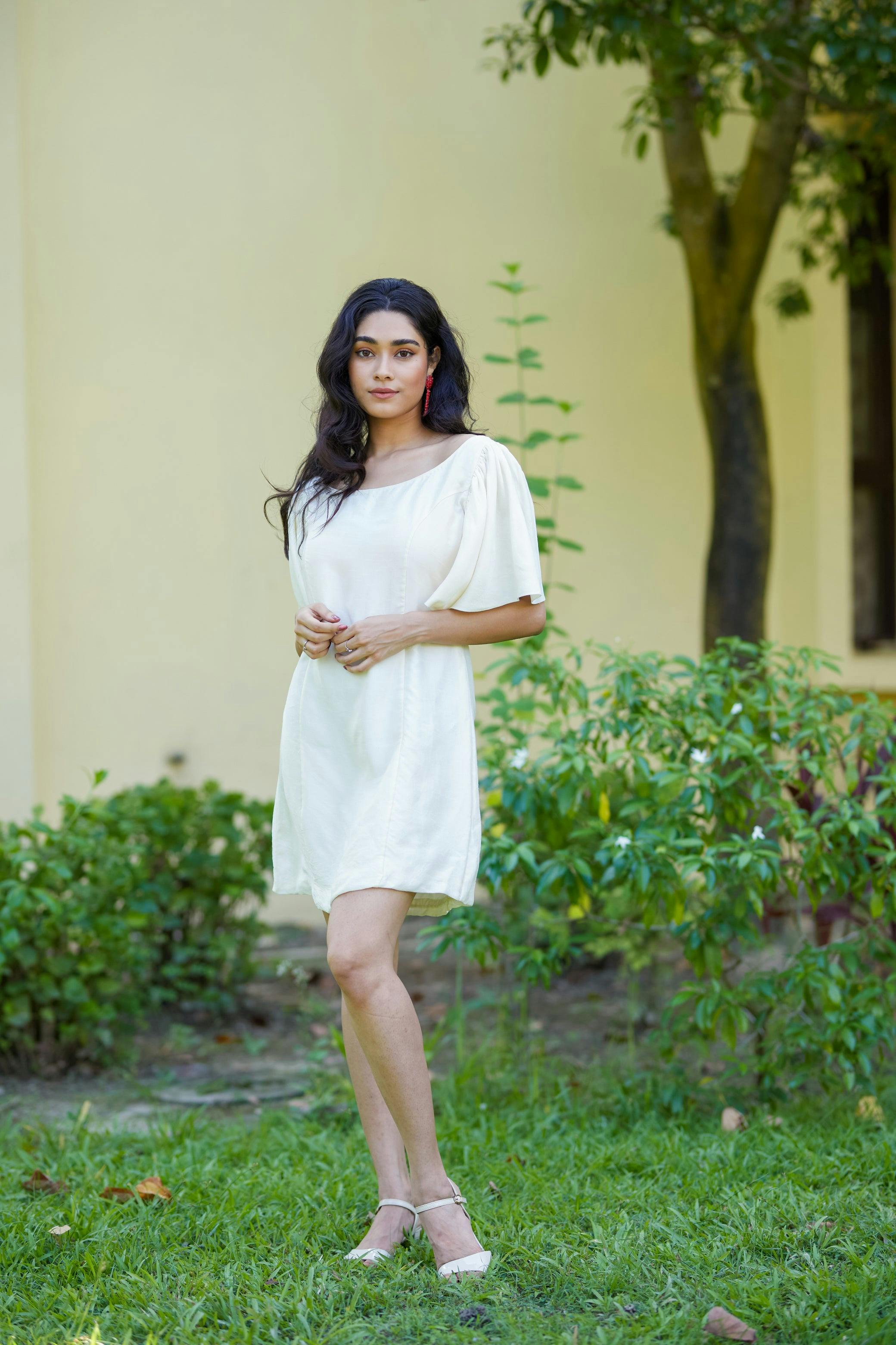 Circular sleeves short dress, a product by Vanshika