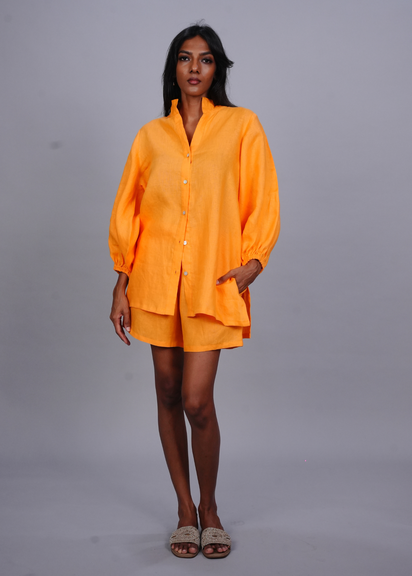 Balloon Sleeve Top - Mango Linen, a product by Azurina