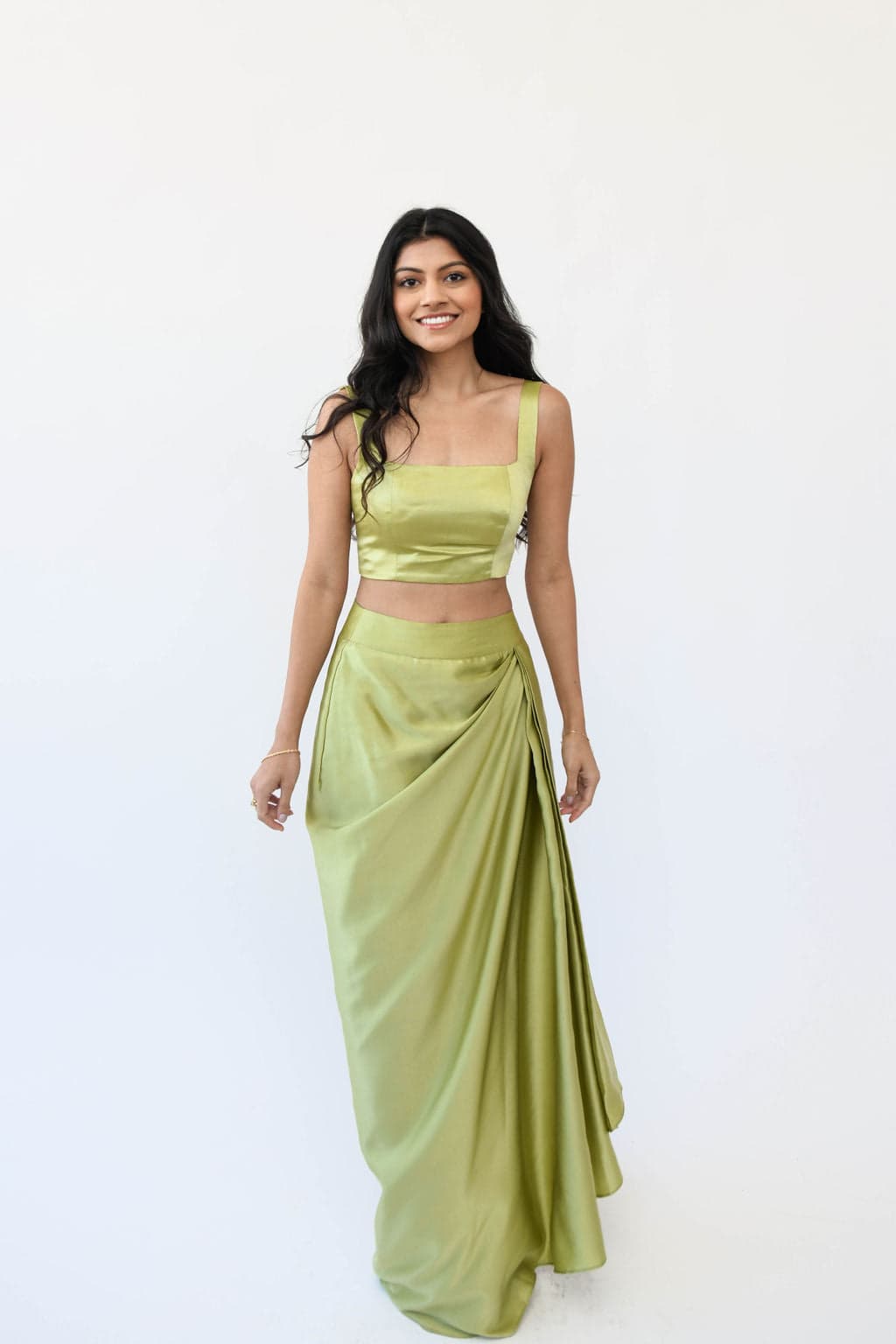 Thumbnail preview #1 for Pista Green Sleeveless Satin Blouse