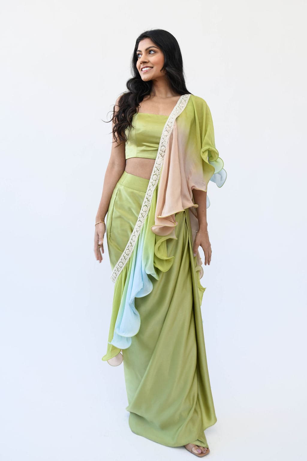 Thumbnail preview #4 for Pista Green Sleeveless Satin Blouse