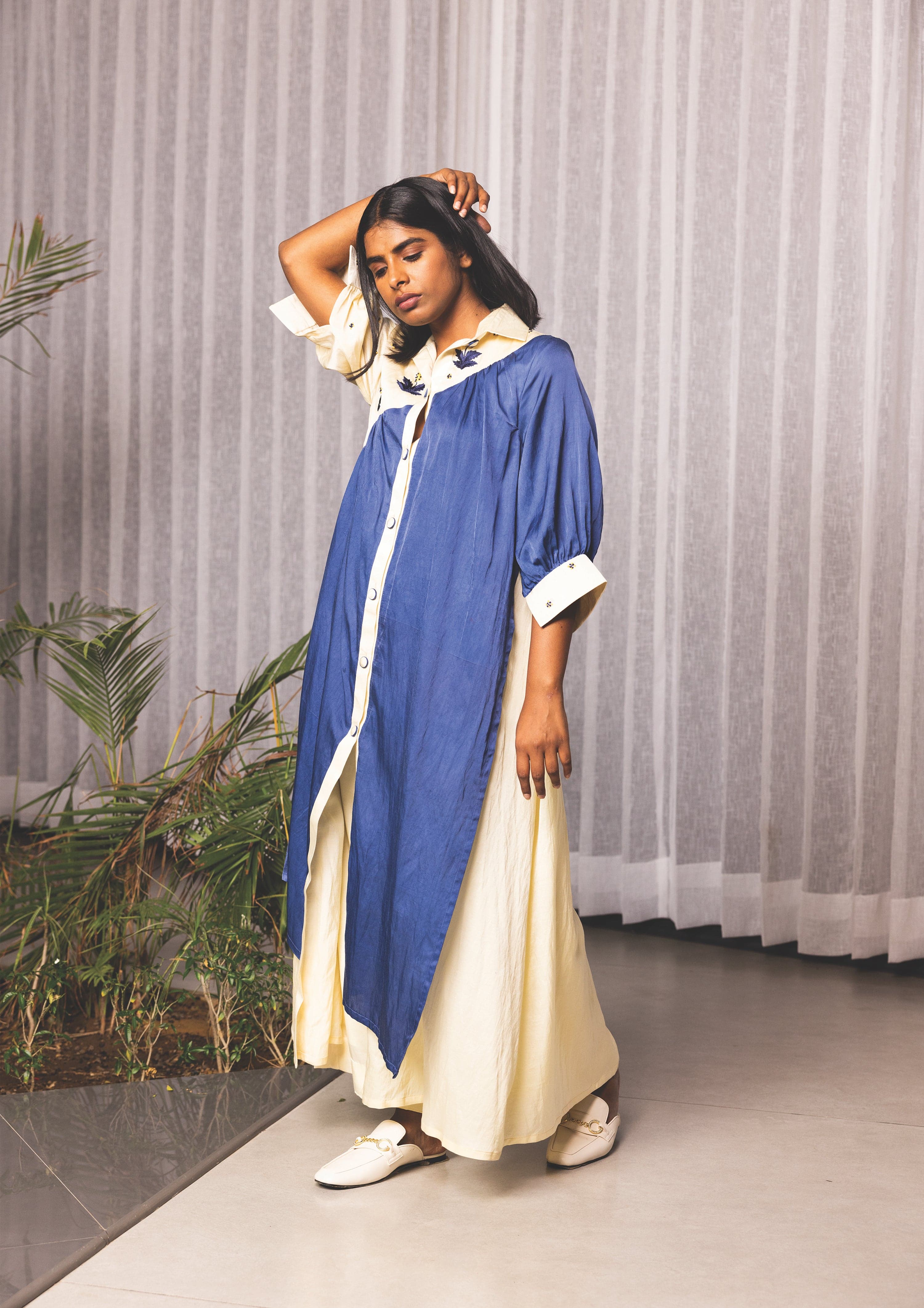 Thumbnail preview #1 for Cobalt color block kurta set