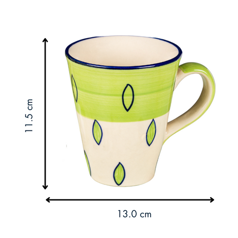 Thumbnail preview #1 for Half White and Half Green with Leaves Design Ceramic Coffee Mug