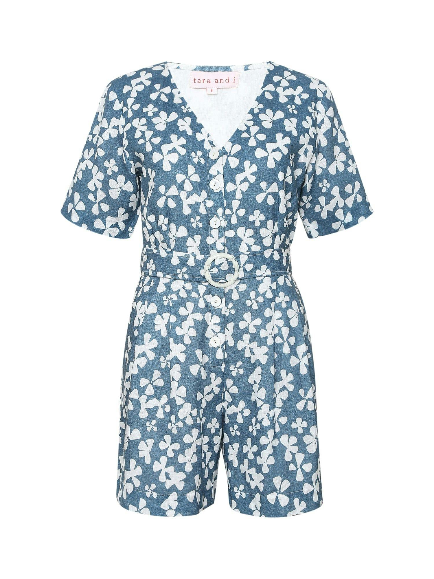 Thumbnail preview #3 for blue blooms printed playsuit