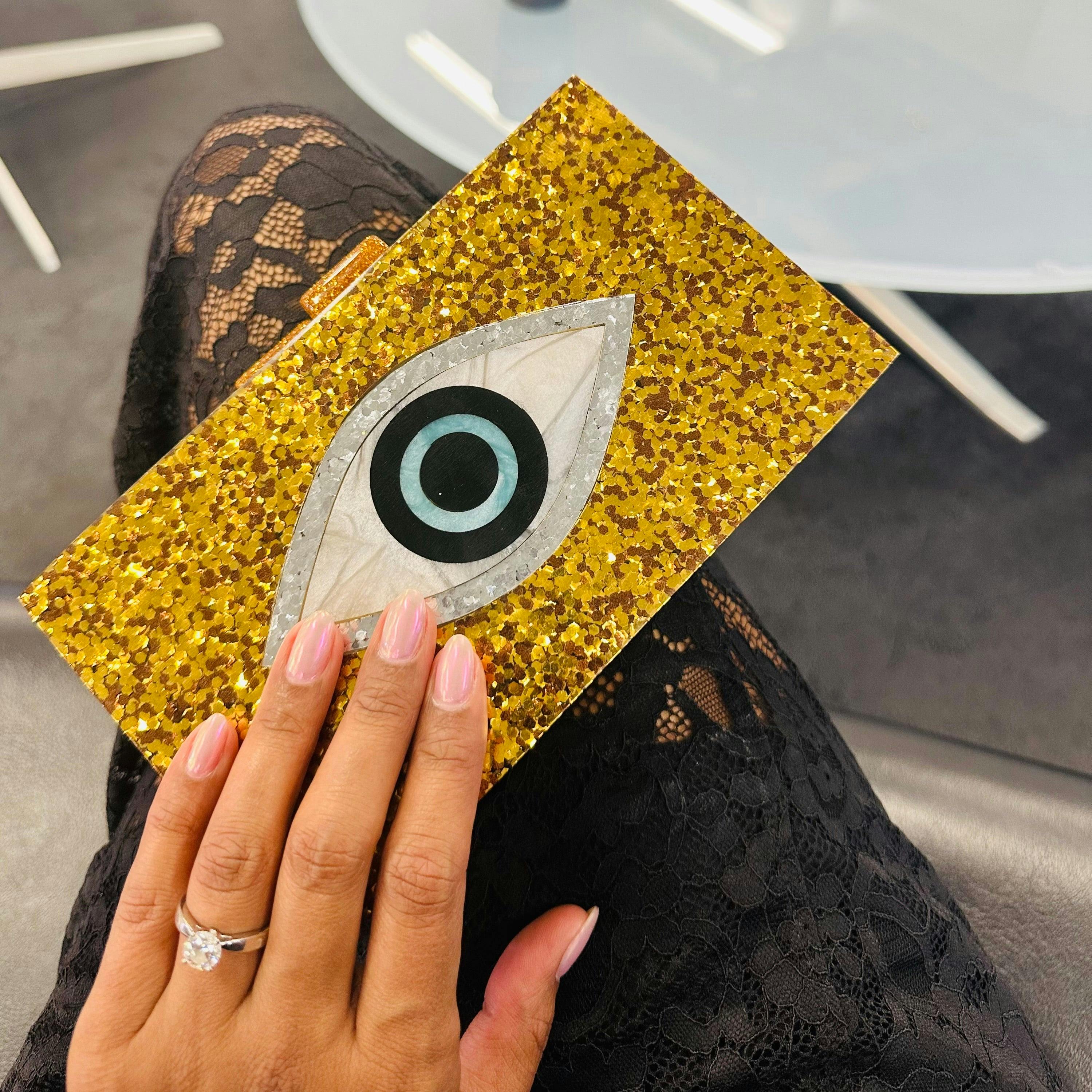 Golden Evil Eye Clutch, a product by Clutcheeet