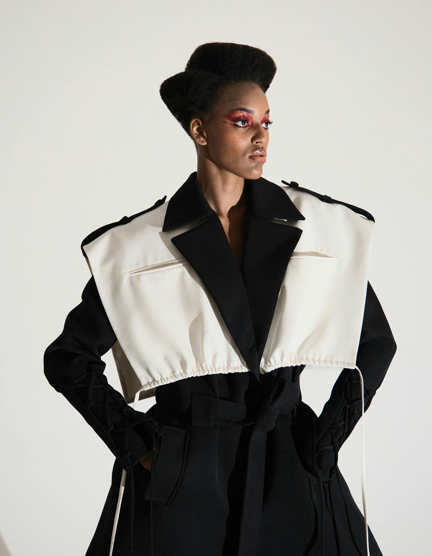 Thumbnail preview #4 for Black&White layered trench coat