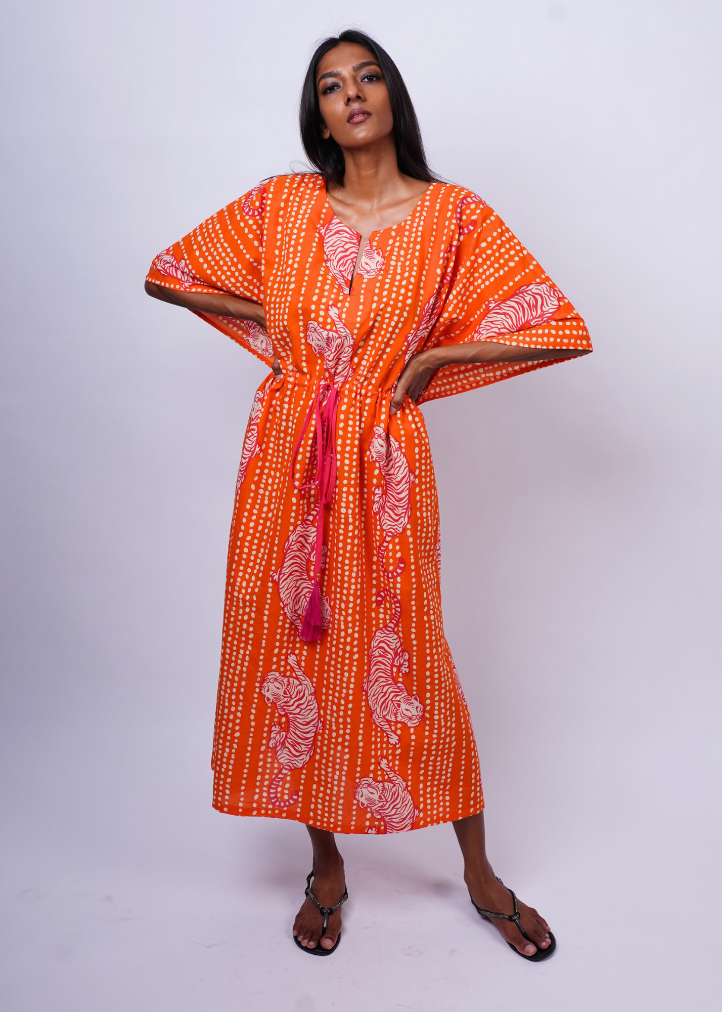 Thumbnail preview #1 for Midi Caftan - Coral Tiger