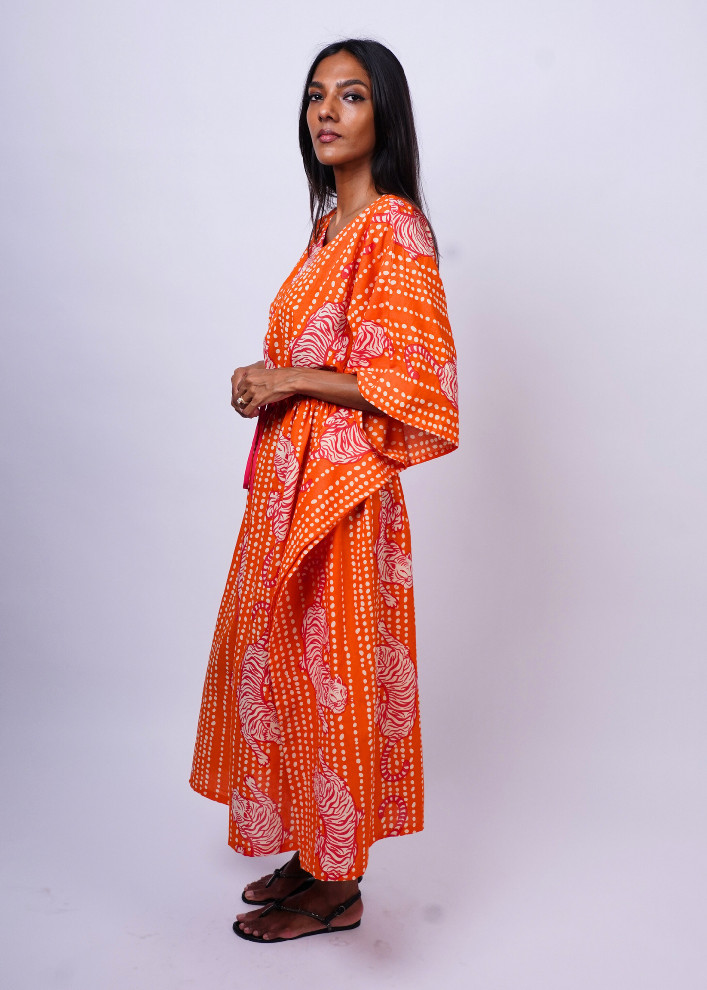 Thumbnail preview #2 for Midi Caftan - Coral Tiger