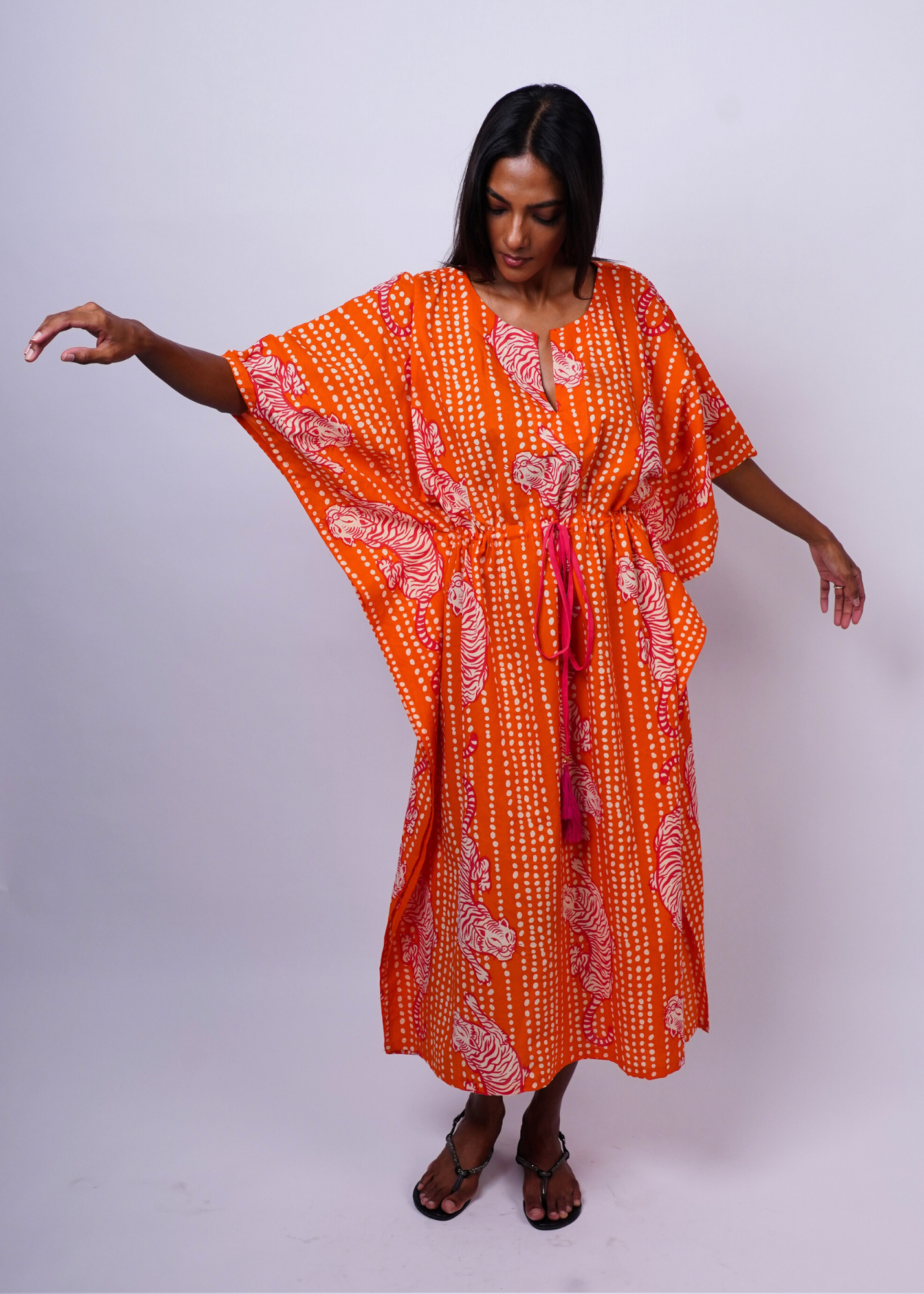 Thumbnail preview #4 for Midi Caftan - Coral Tiger