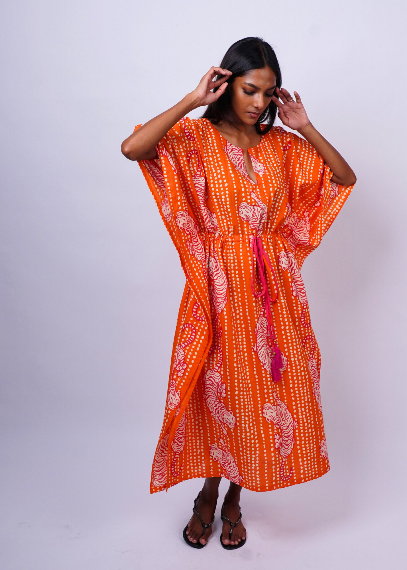 Thumbnail preview #6 for Midi Caftan - Coral Tiger