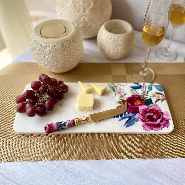 Thumbnail preview #1 for Marble Cheese Board With Cheese Knife - Tudor Blooms