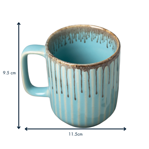 Thumbnail preview #1 for Light Blue Color Ceramic Coffee Mug with Brown Drops Border