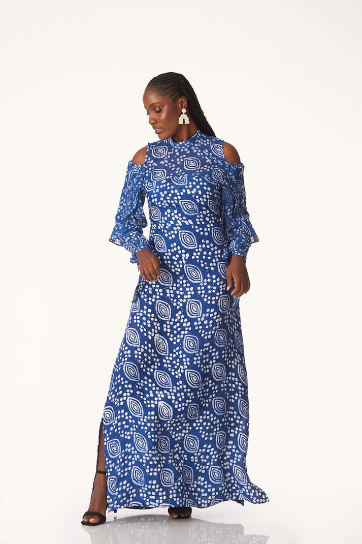 Kwelaku spiral dots batik print kaftan, a product by KWELAKU