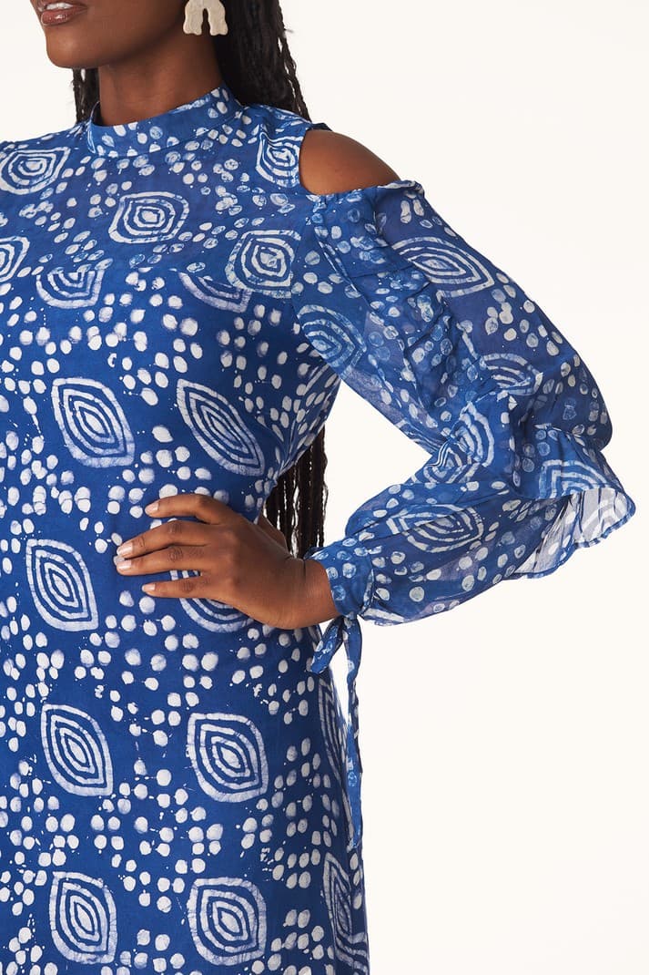 Thumbnail preview #2 for Kwelaku spiral dots batik print kaftan